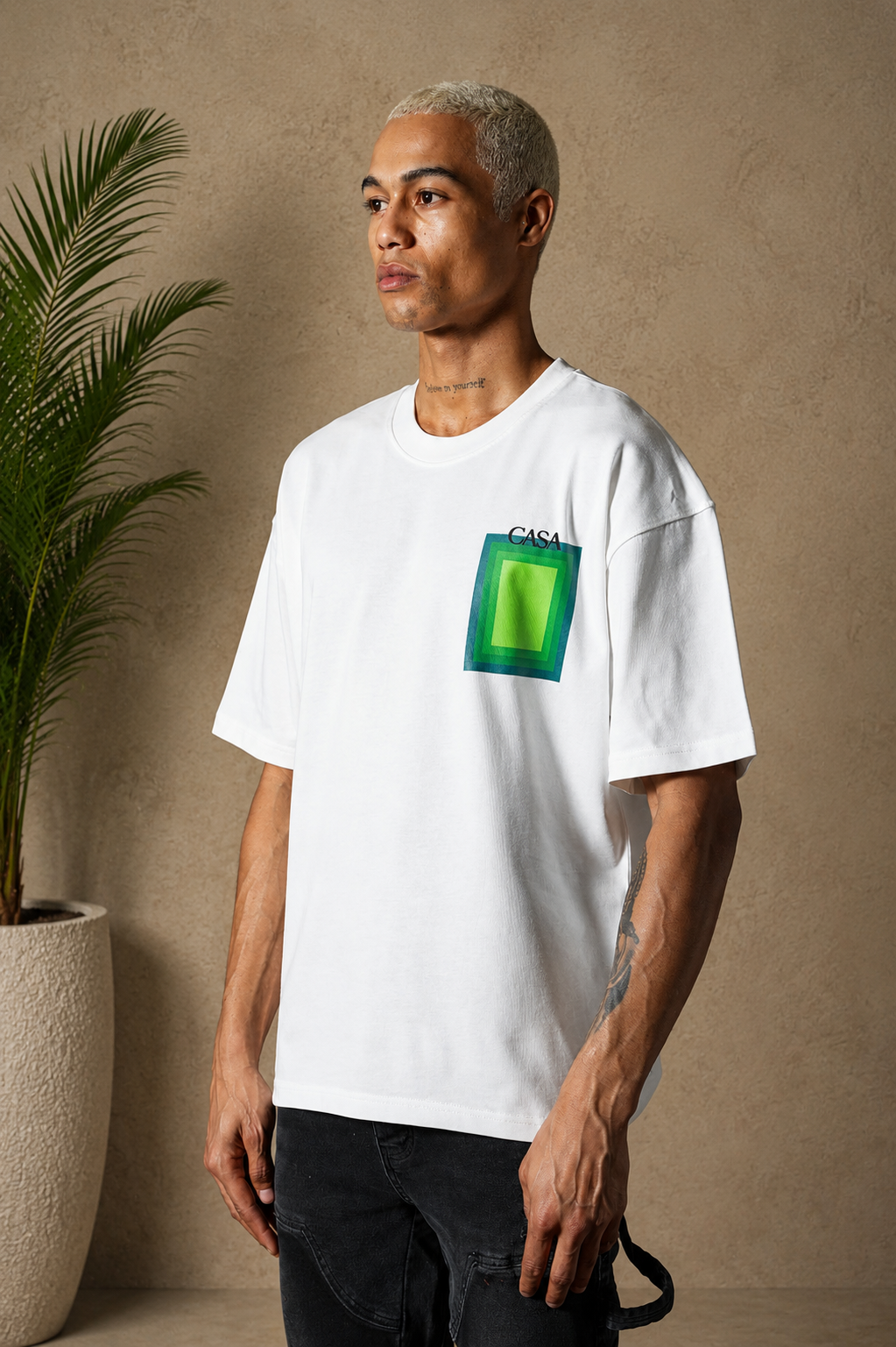 T-Shirt Casa blanc / vert