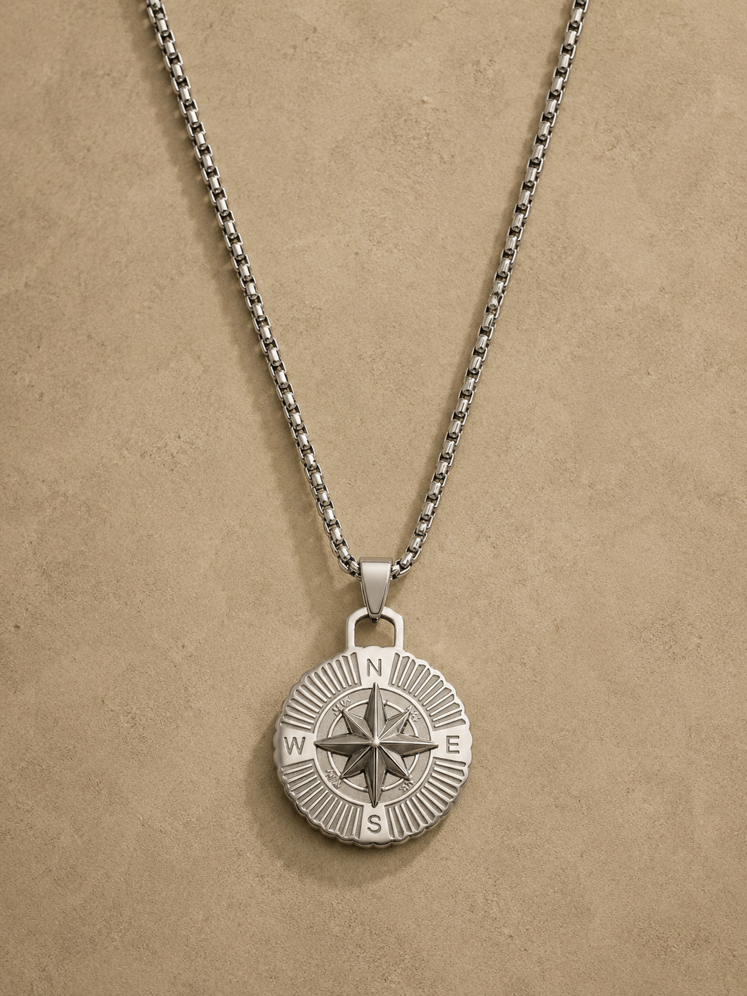 Collier argent pendentif rose des vents
