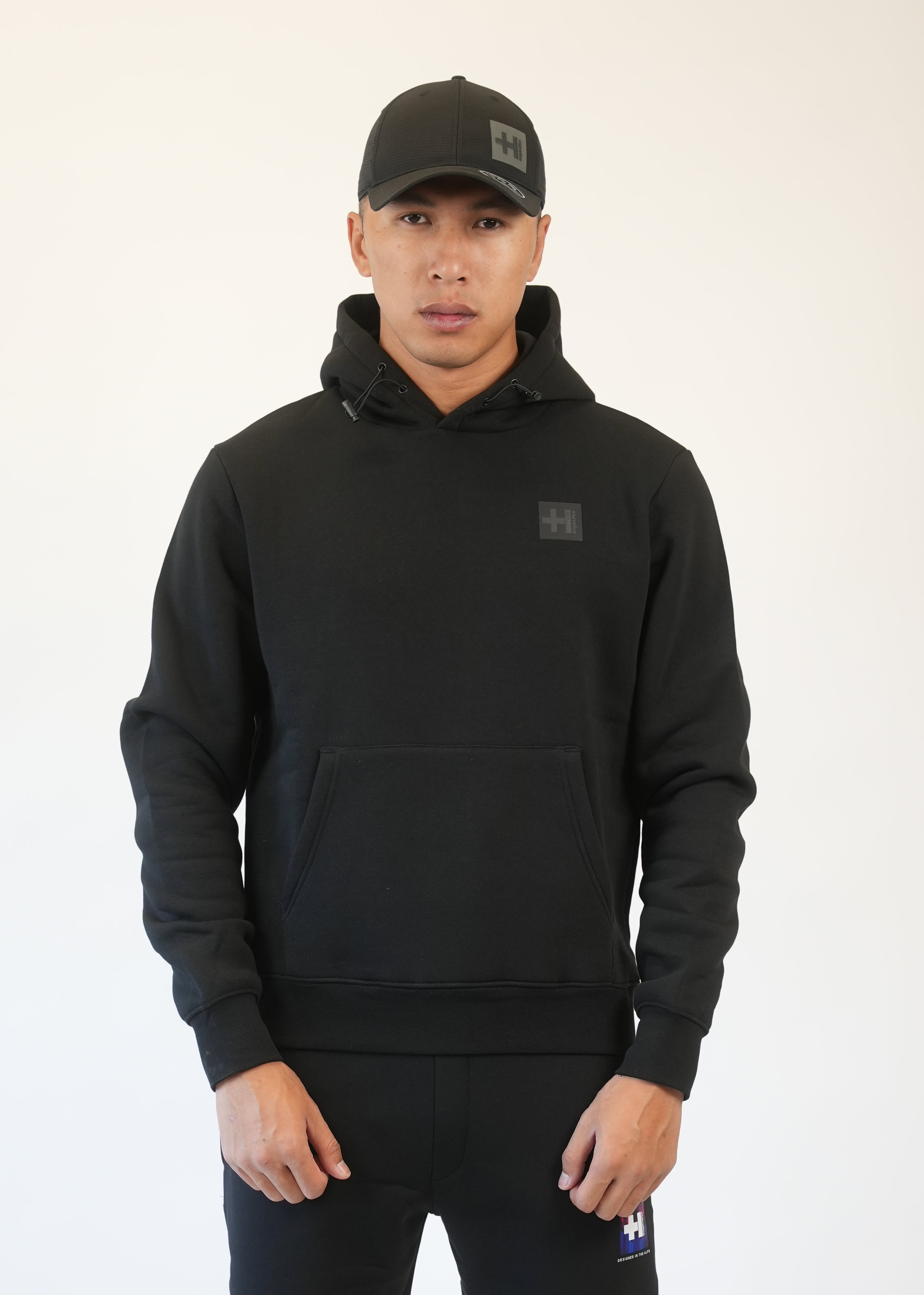 Helvetica - Sweat capuche Square noir