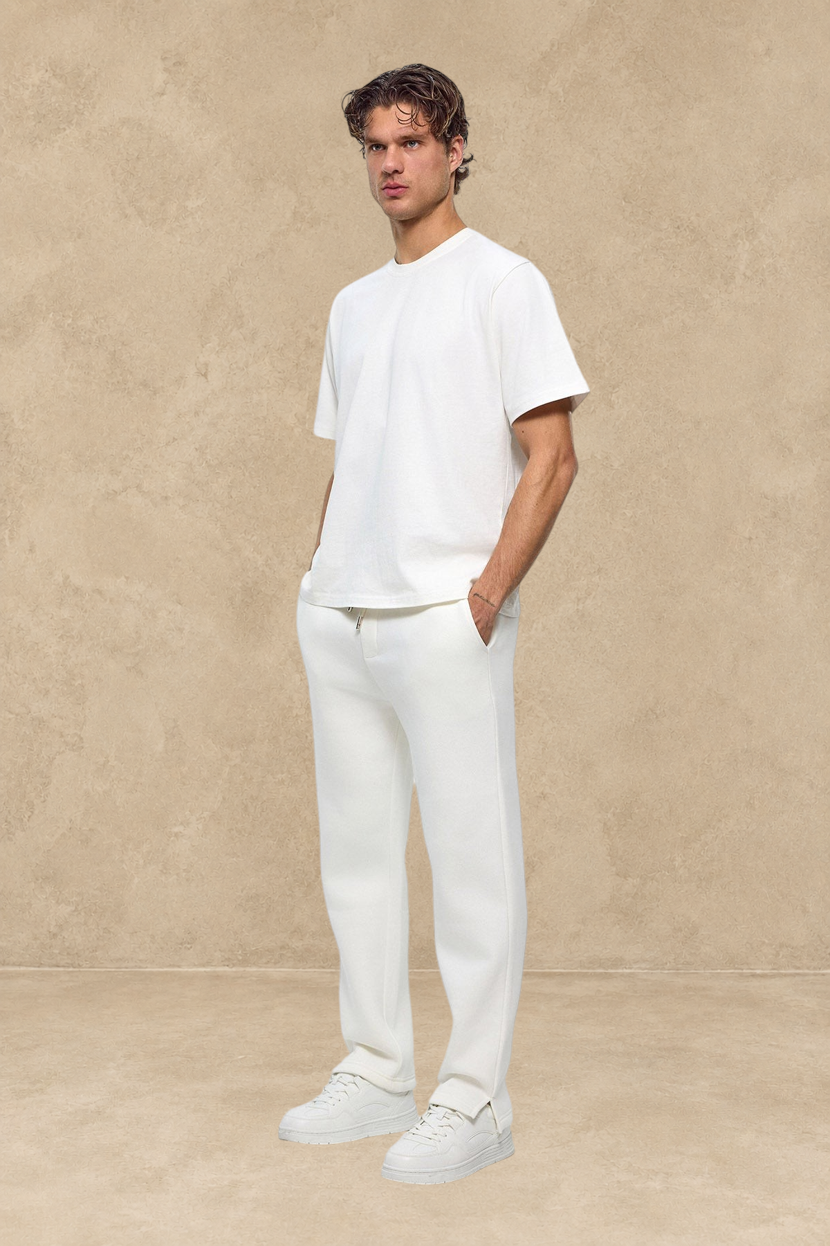 Pantalon jogg fente blanc