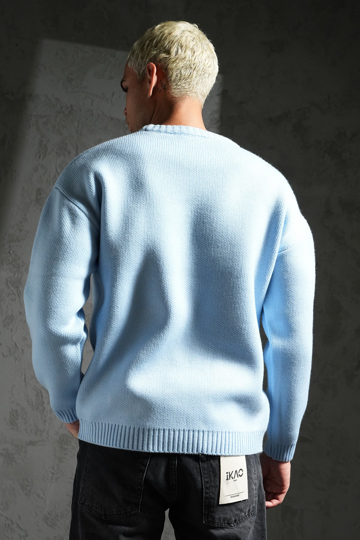 Pull épais maille bleu ciel