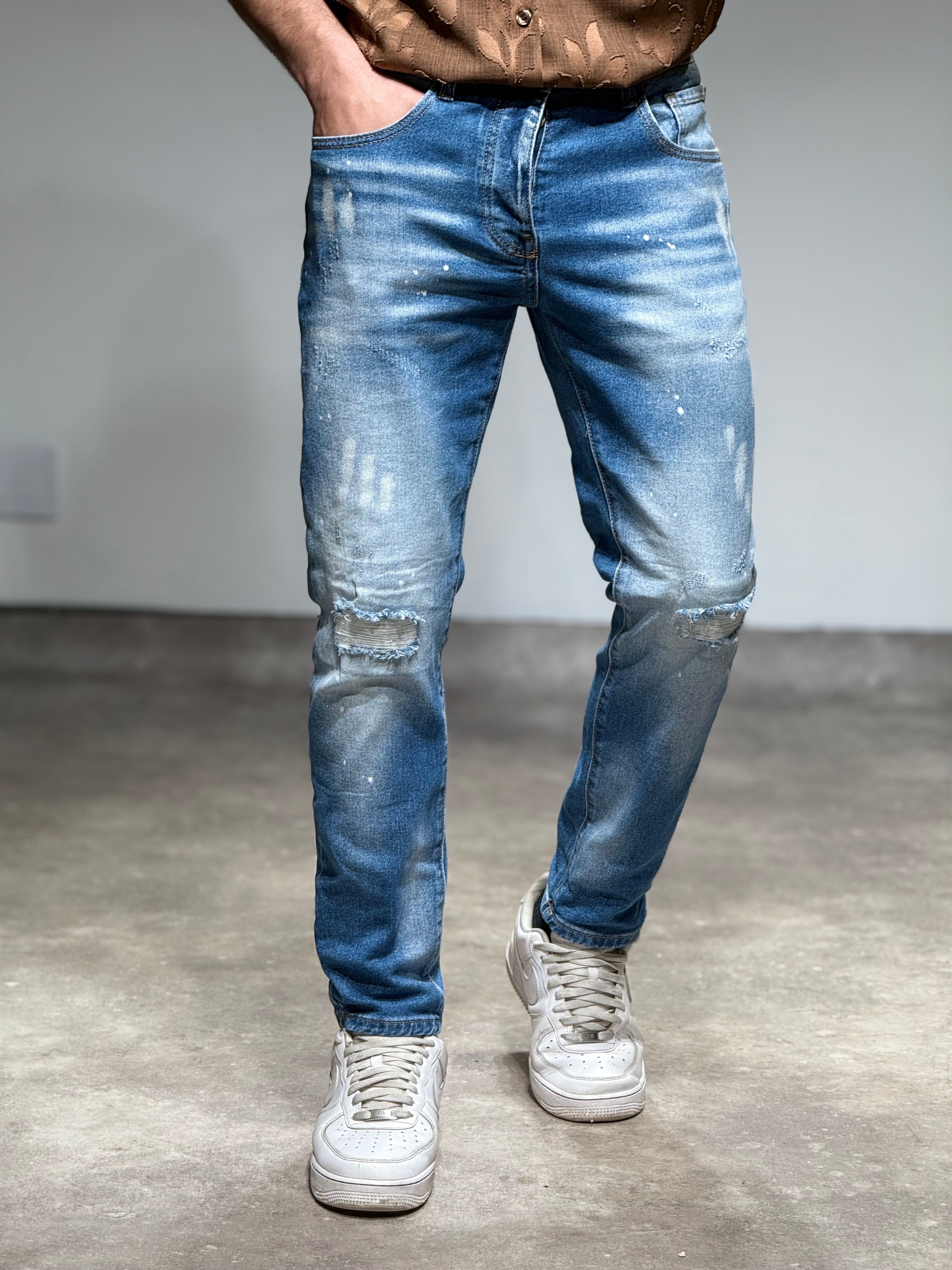Jean Slim destroy bleu