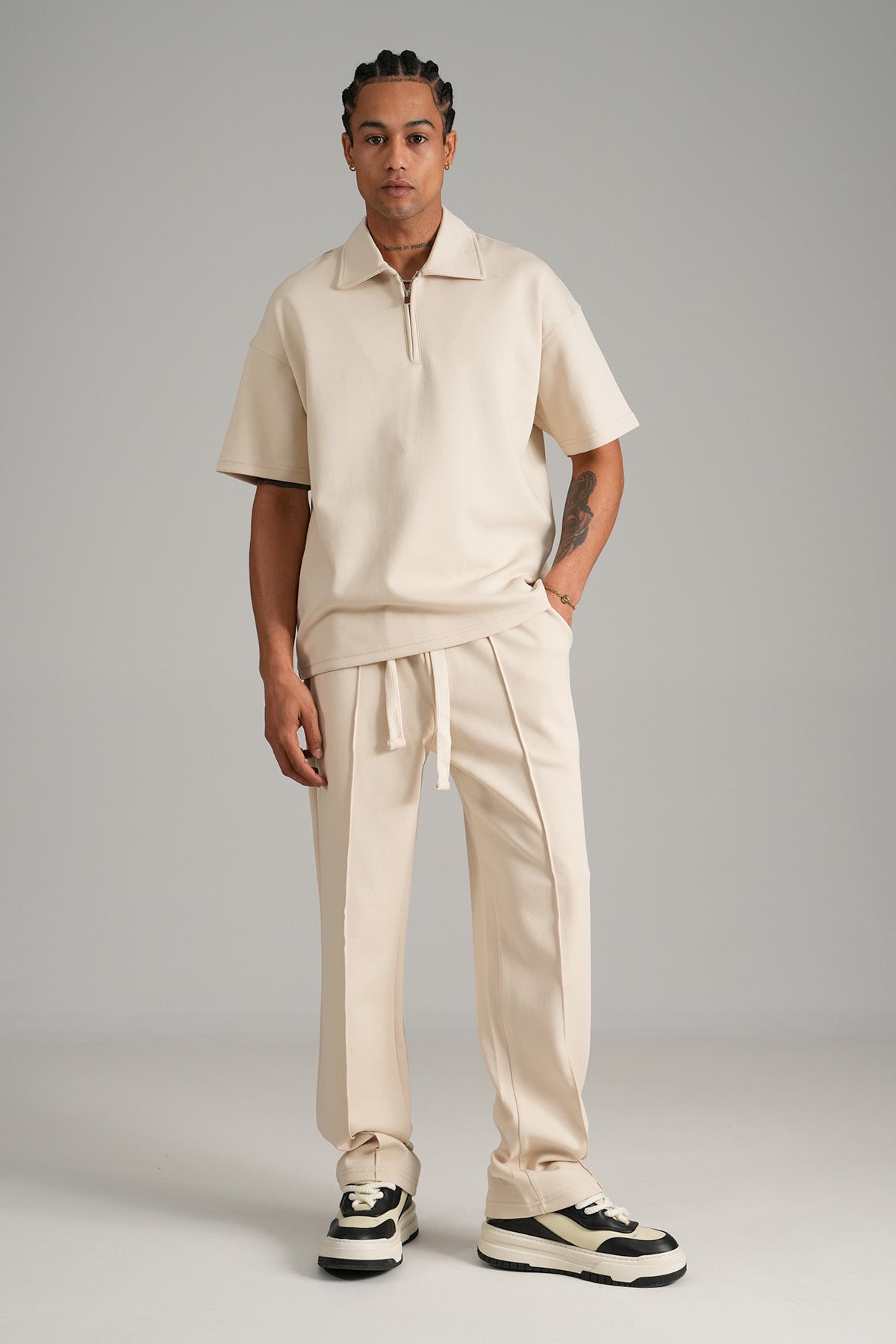 Ensemble beige Polo zip + pantalon