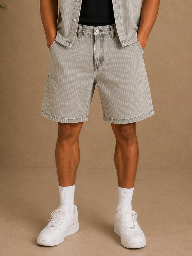 Short jean gris rayures