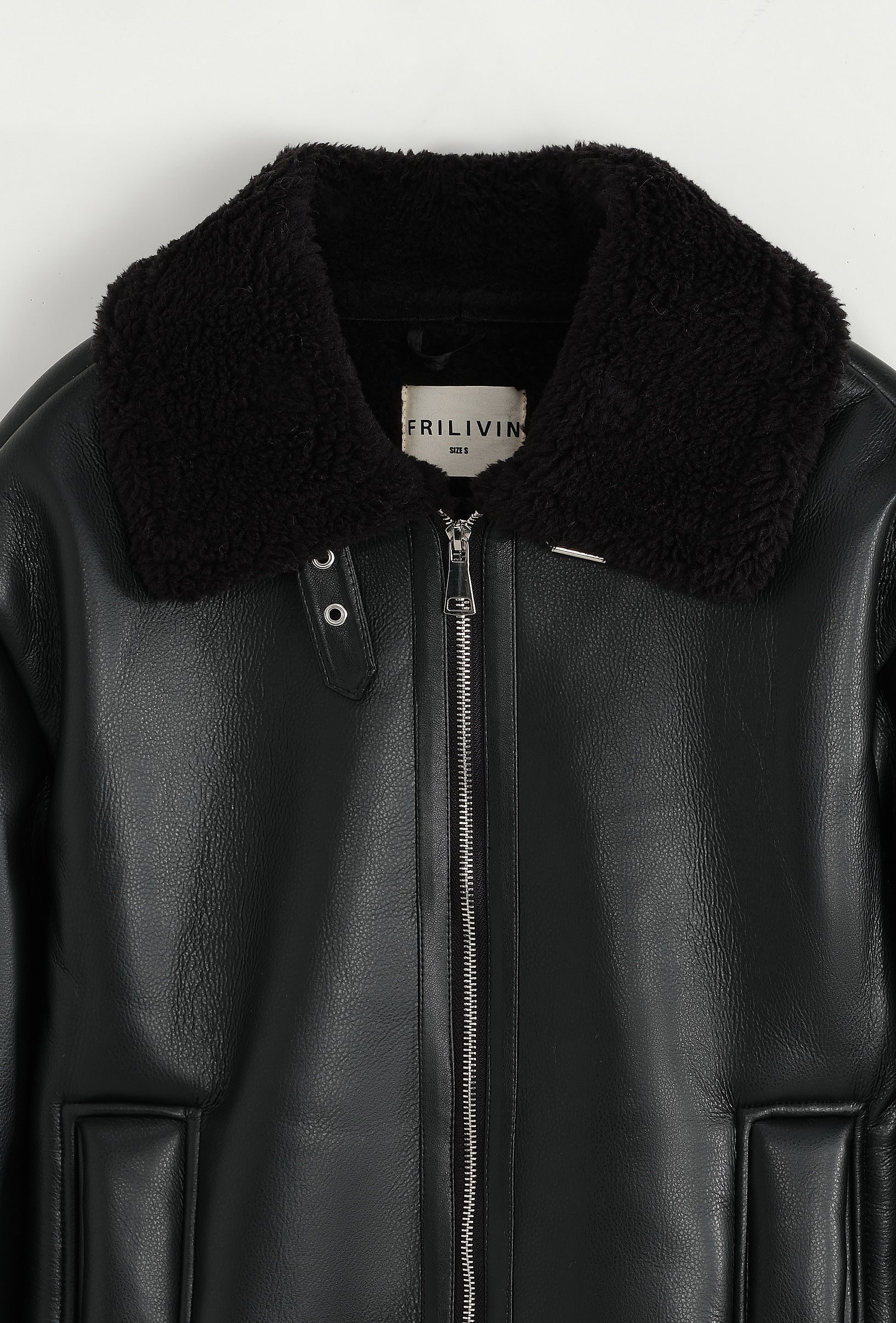 Veste Bombardier col fourrure noir