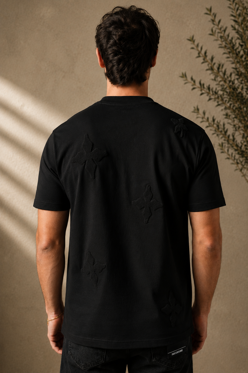 T-Shirt Trèfle relief noir