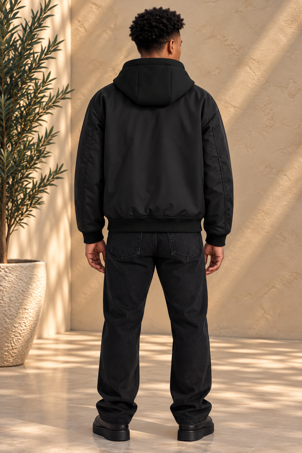 Veste bomber noire réversible nylon / Néoprène