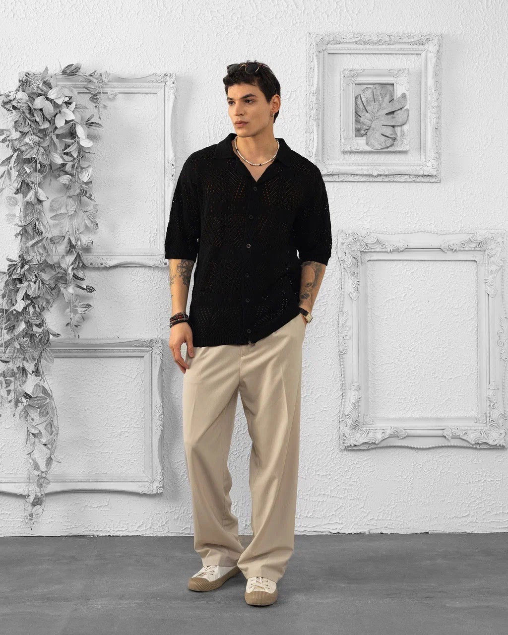 Chemise maille Tulum noir