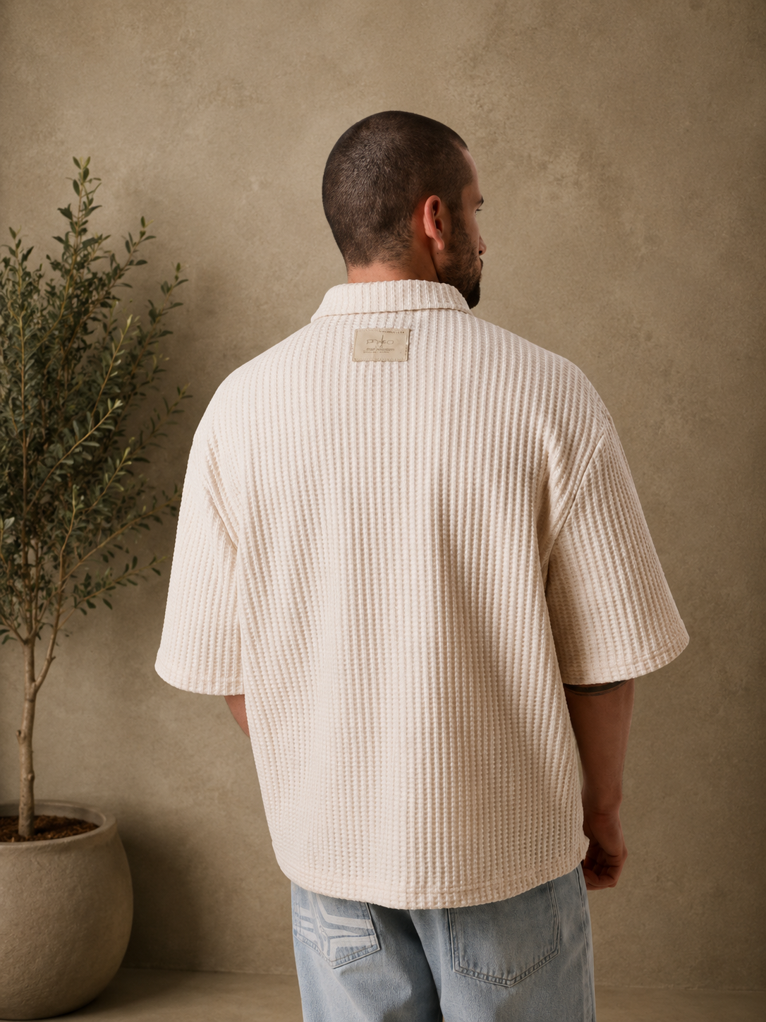 PXP - Chemise manche courte maille beige