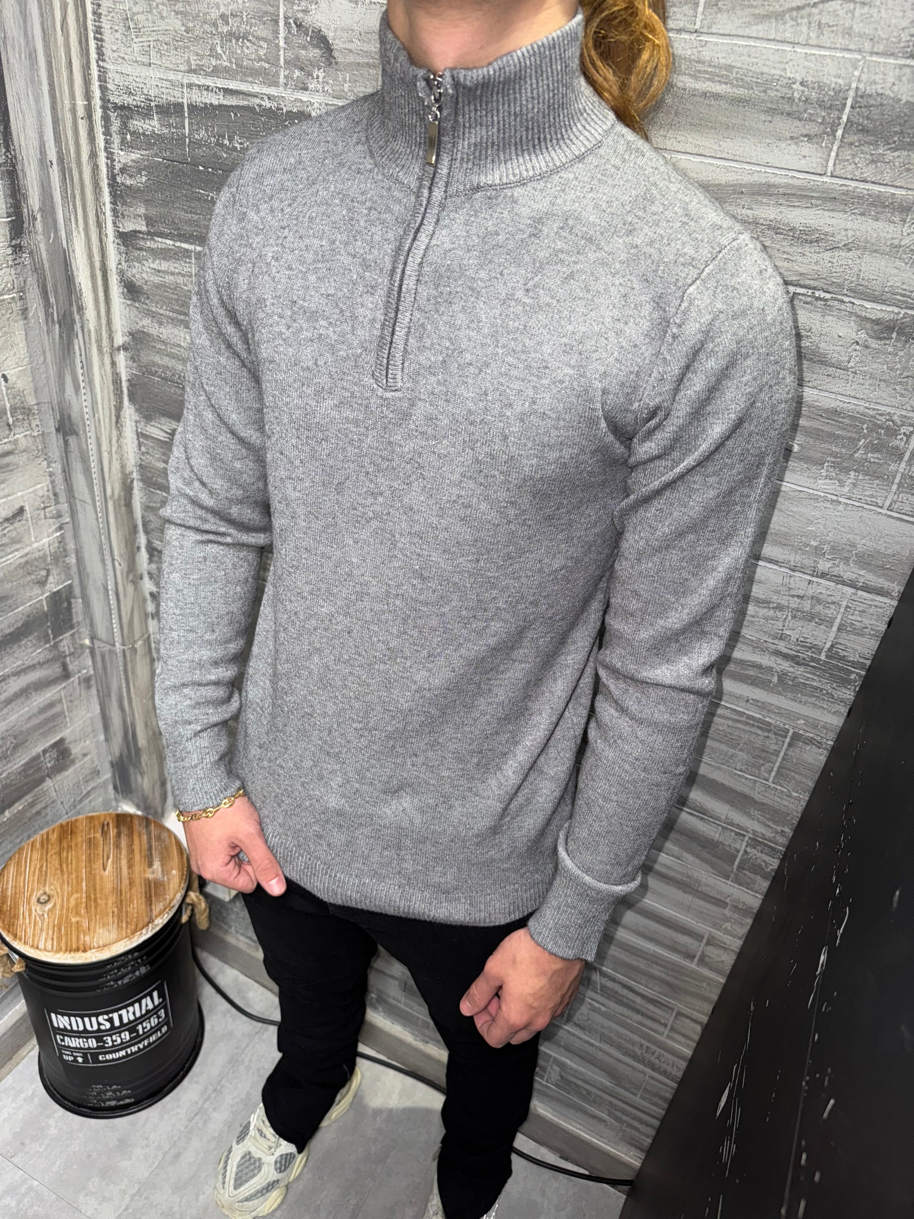 Gray Zip Sweater
