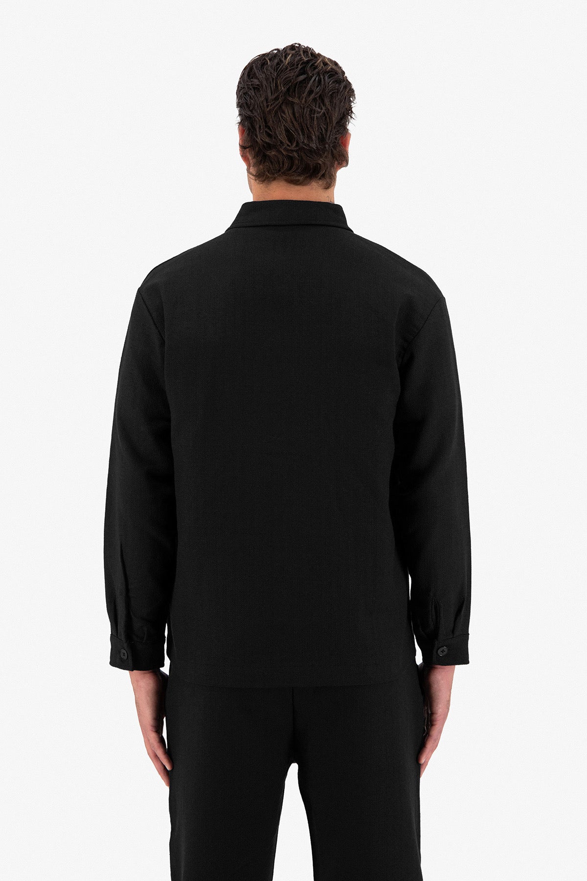 Chemise manche longue Jacquard noir