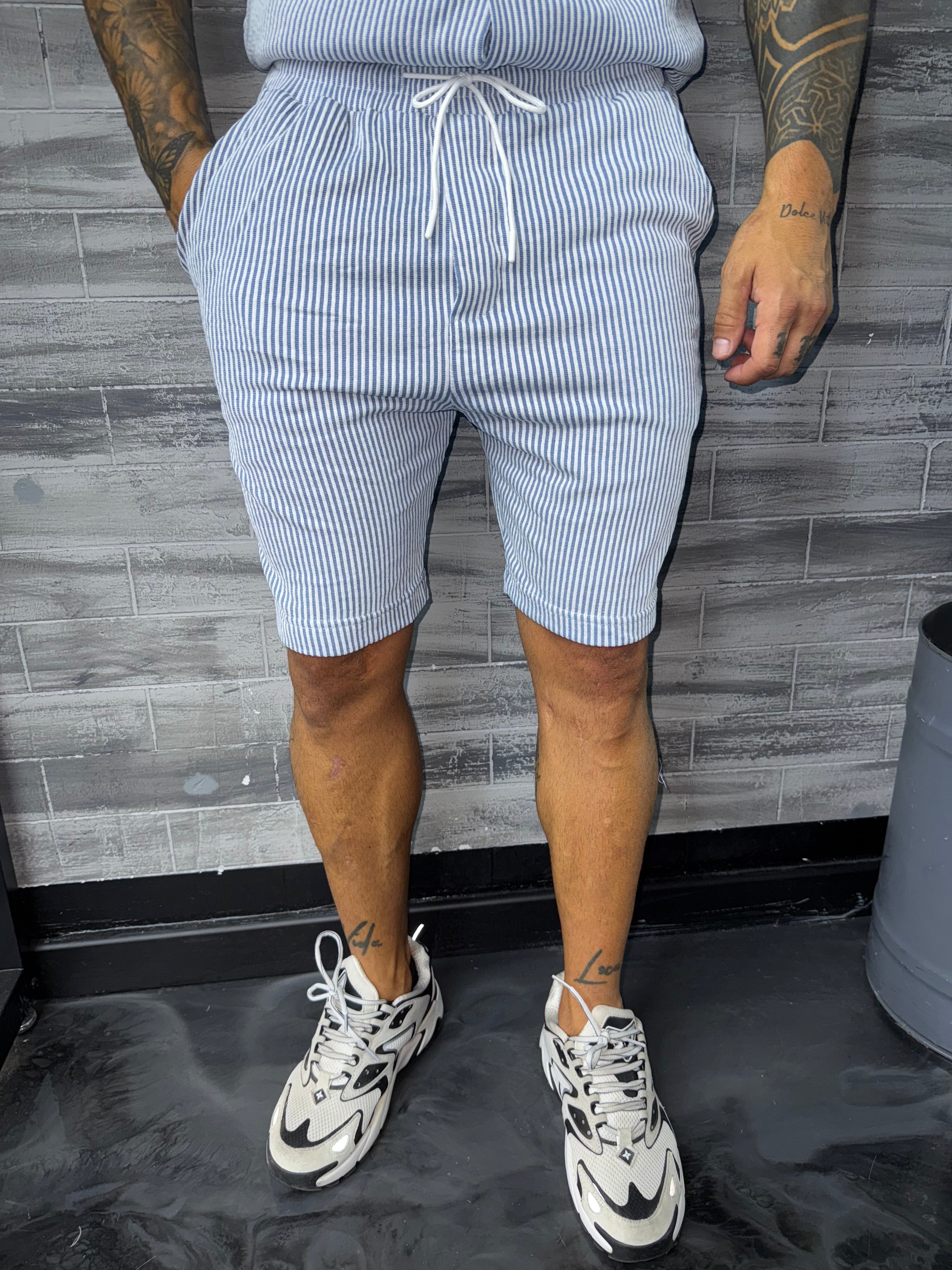 Short rayure blanc / bleu