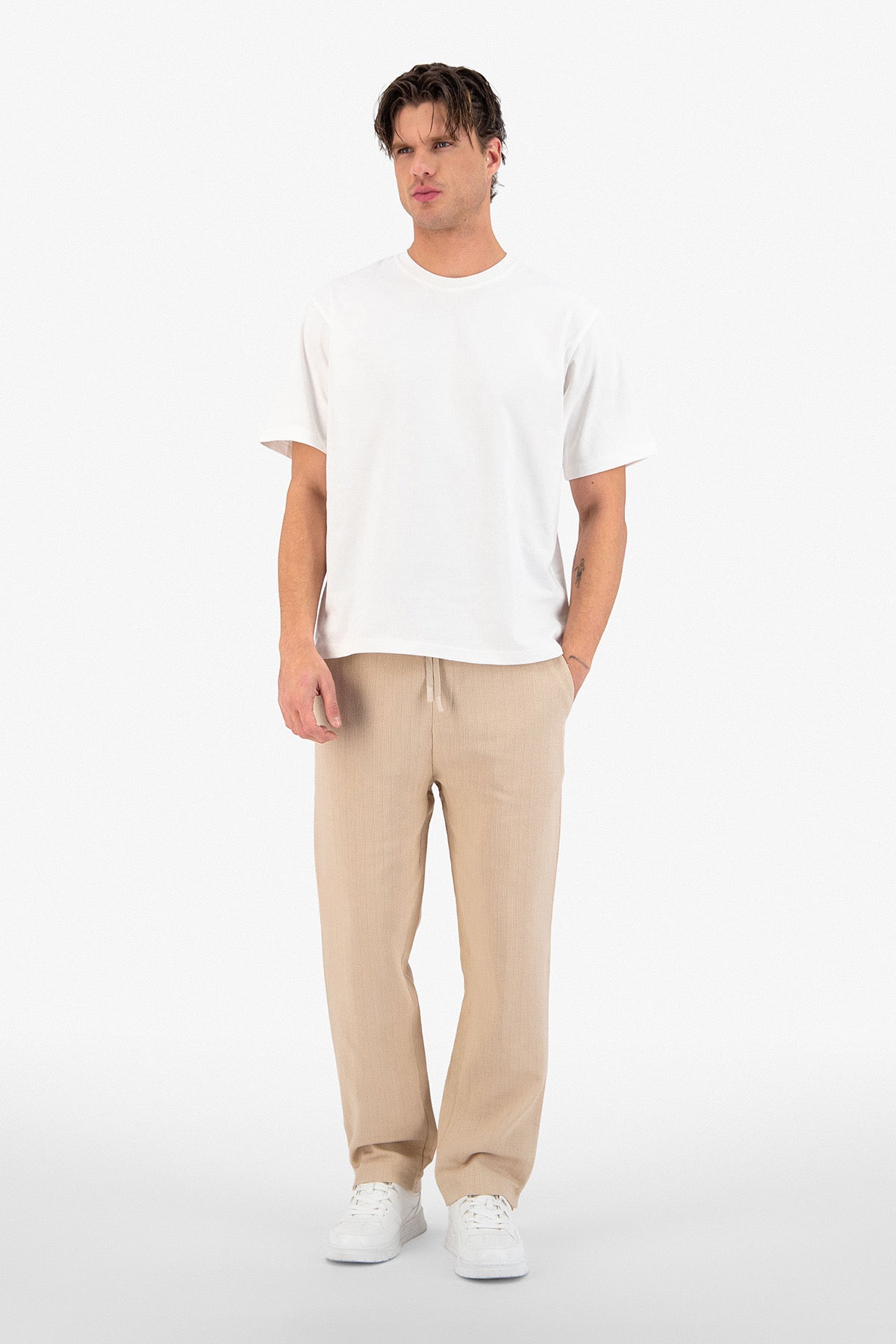 Pantalon Jacquard beige