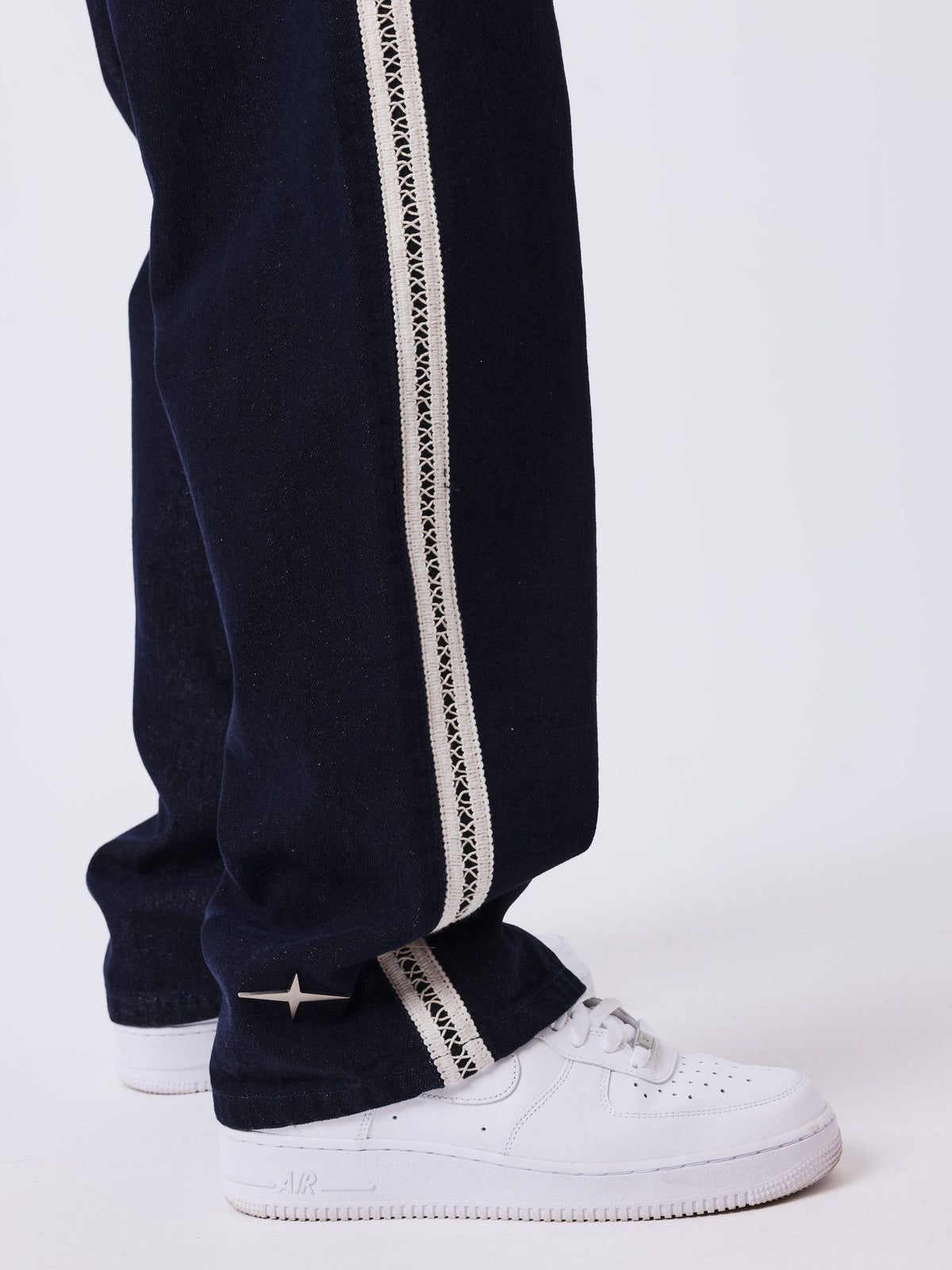PXP - JEAN NOIR A BANDE CROCHETS BEIGE