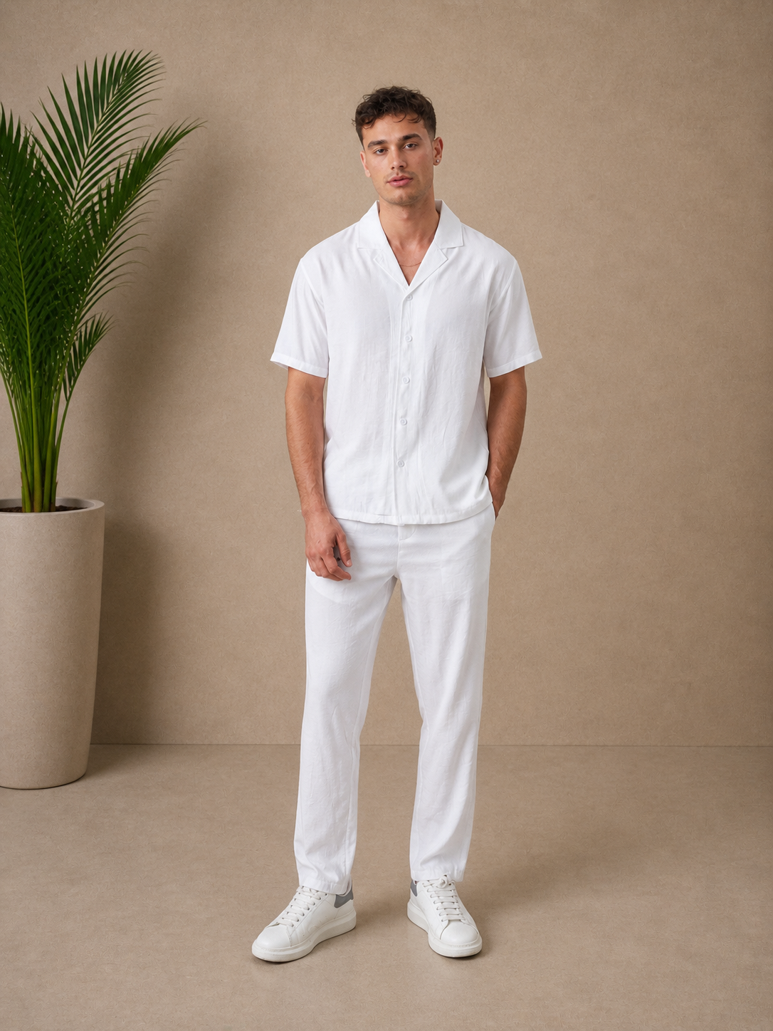Ensemble lisse blanc pantalon et chemise