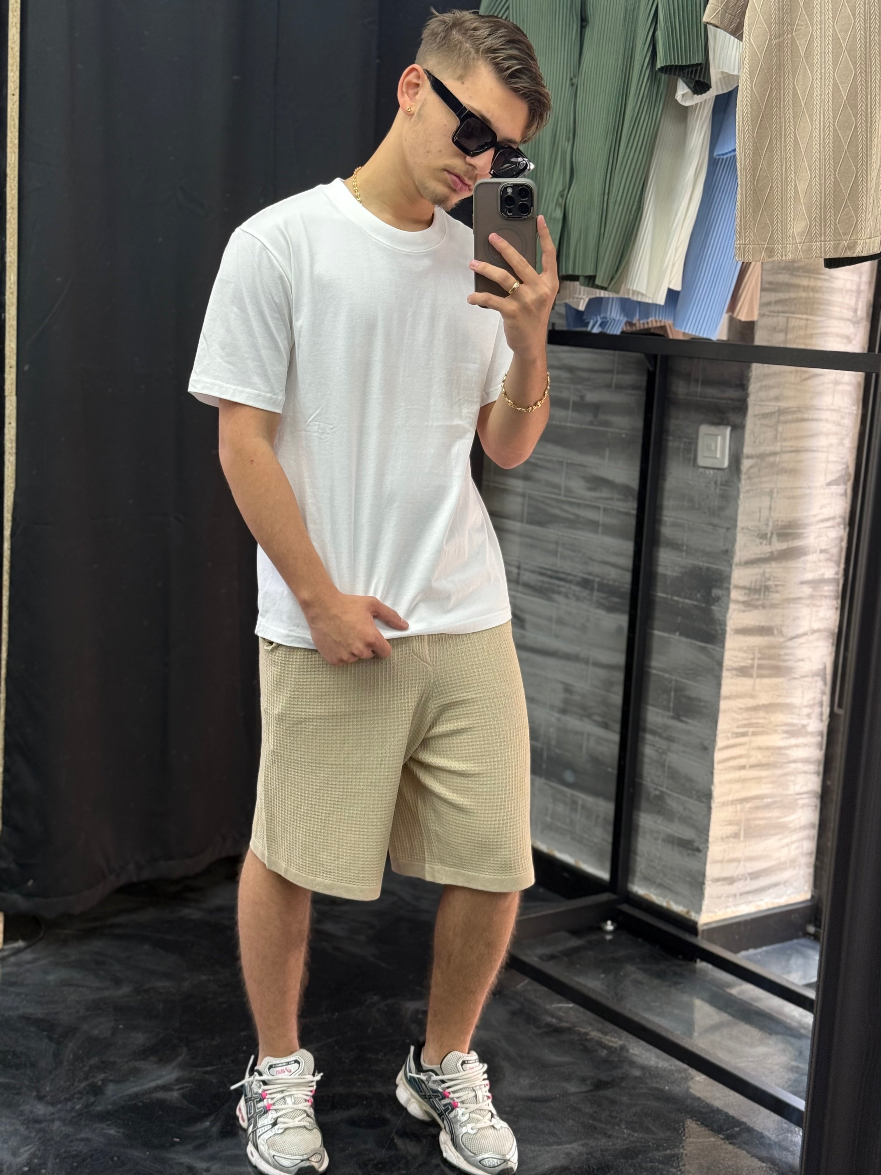 Short maille beige