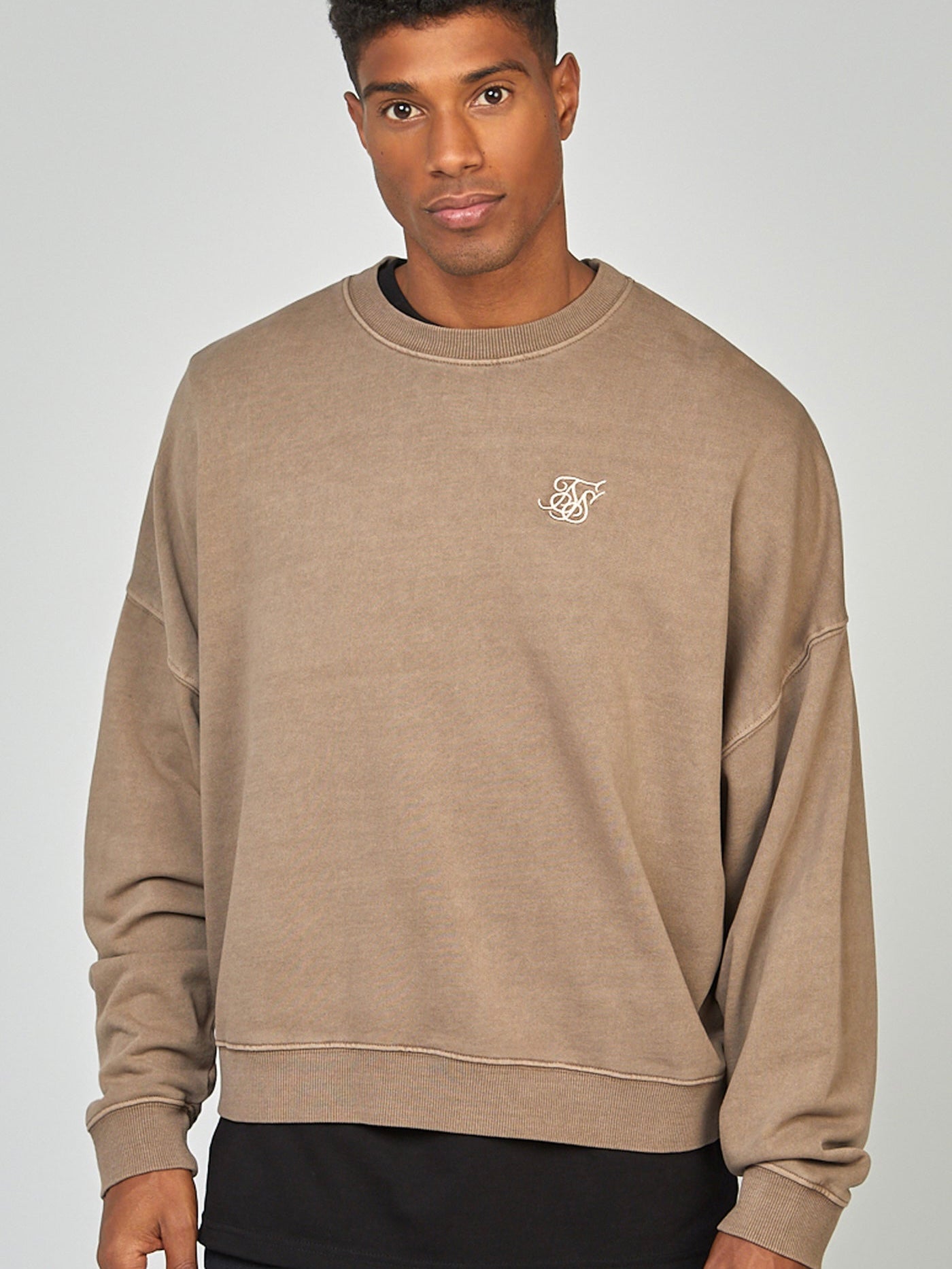 SikSilk - Sweat-shirt à coupe boxy teinté en vêtement marron