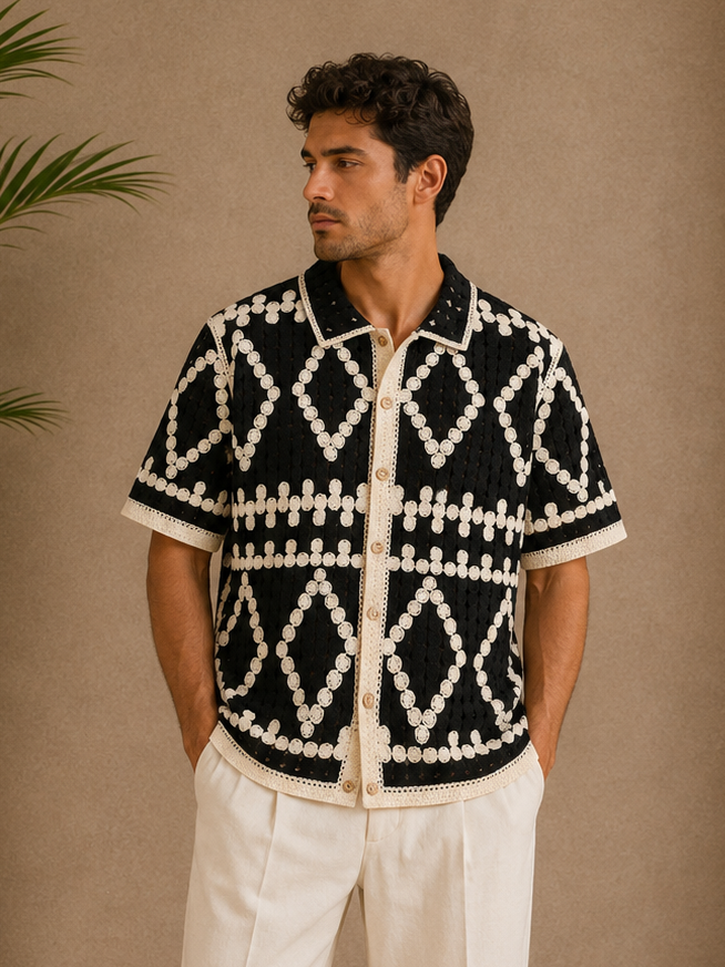 Chemise crochet noir et blanche