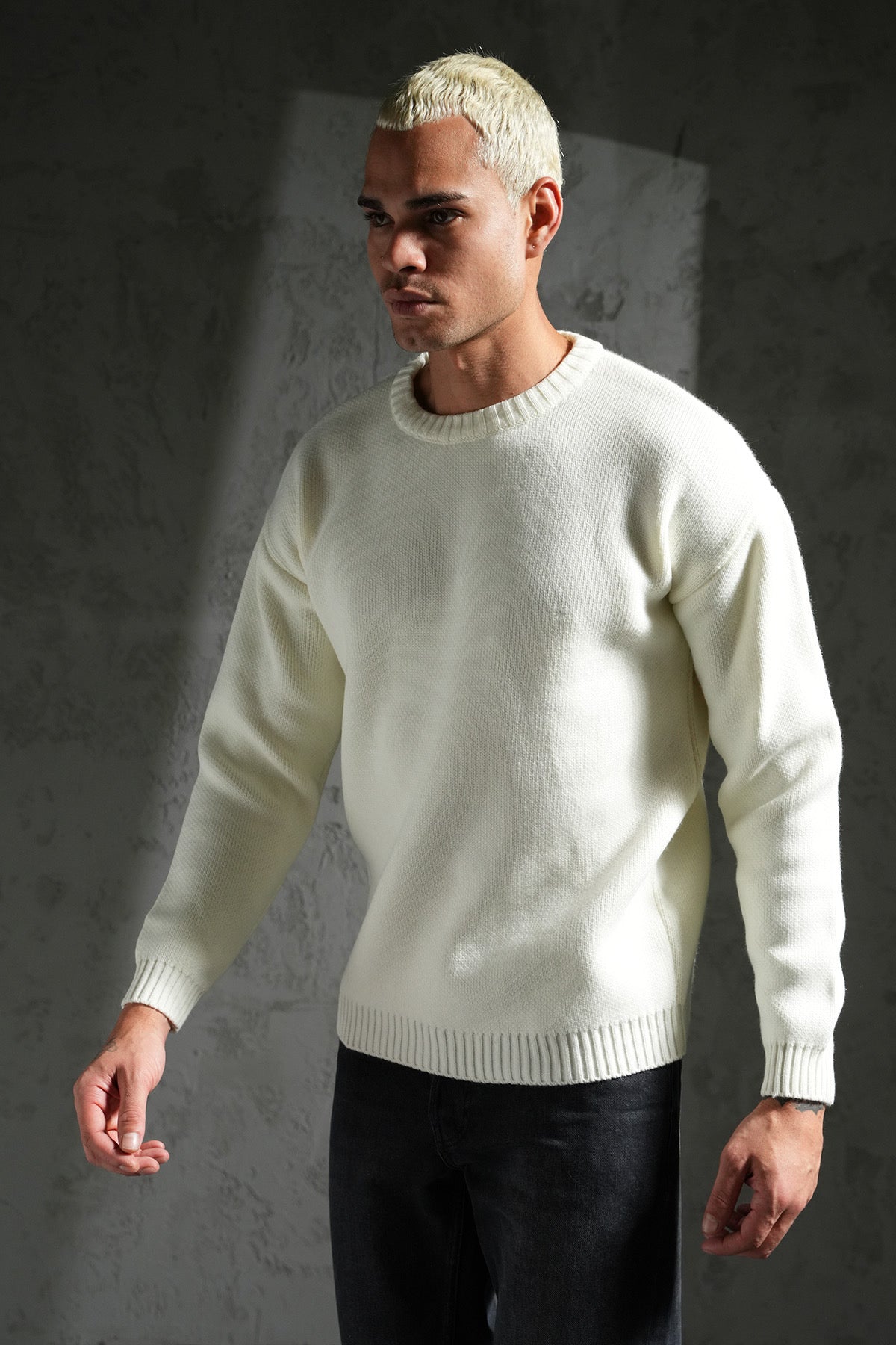 Pull épais maille écru