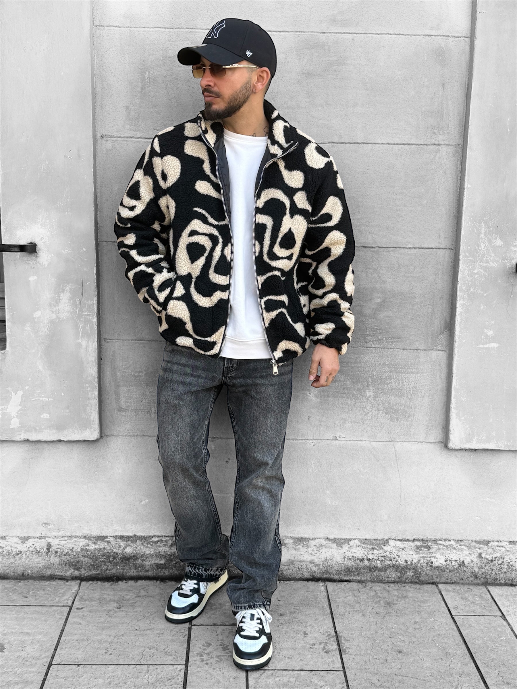 Veste laine beige noir