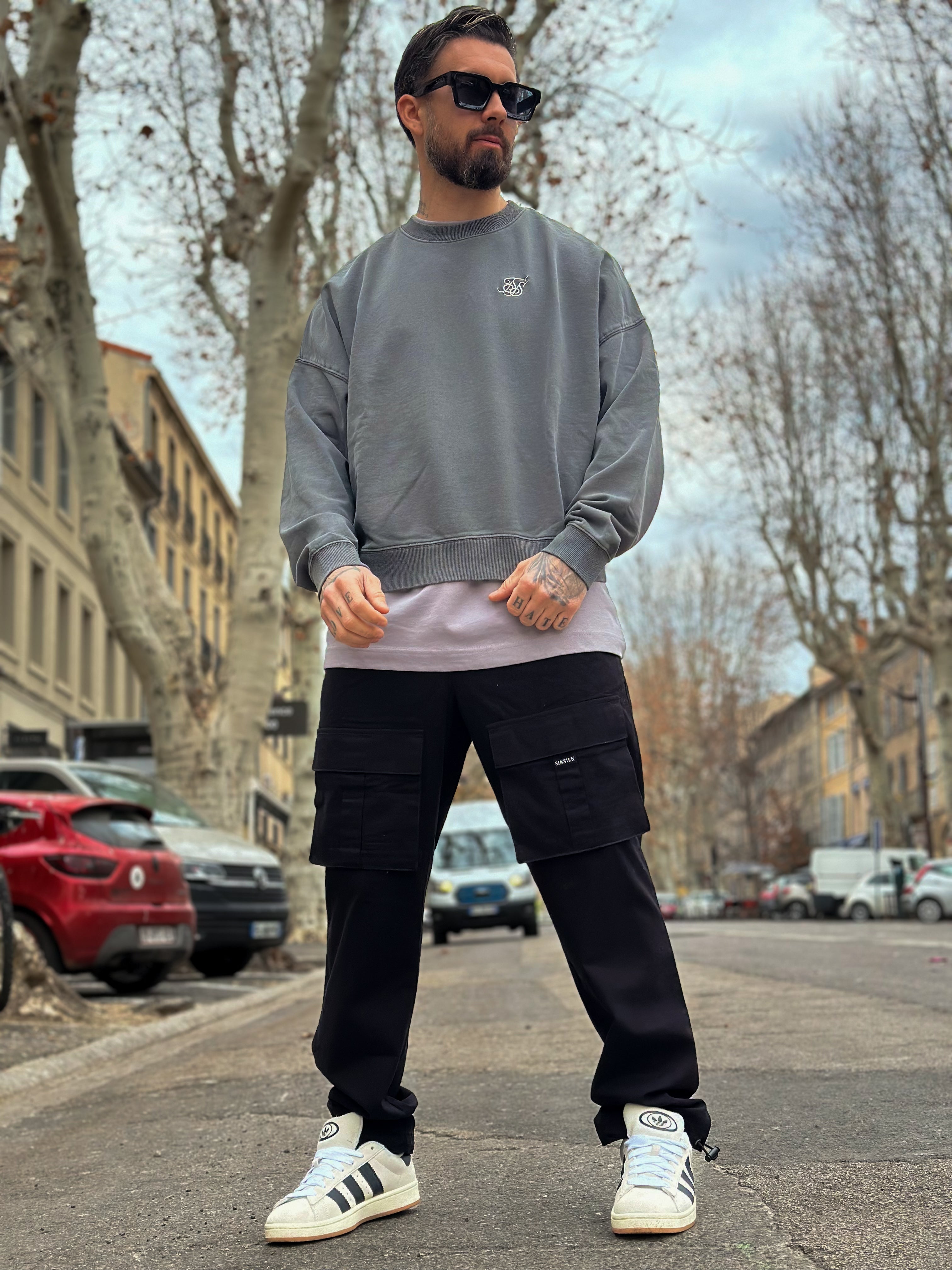 SikSilk Black Garment Dyed Boxy Fit Sweatshirt