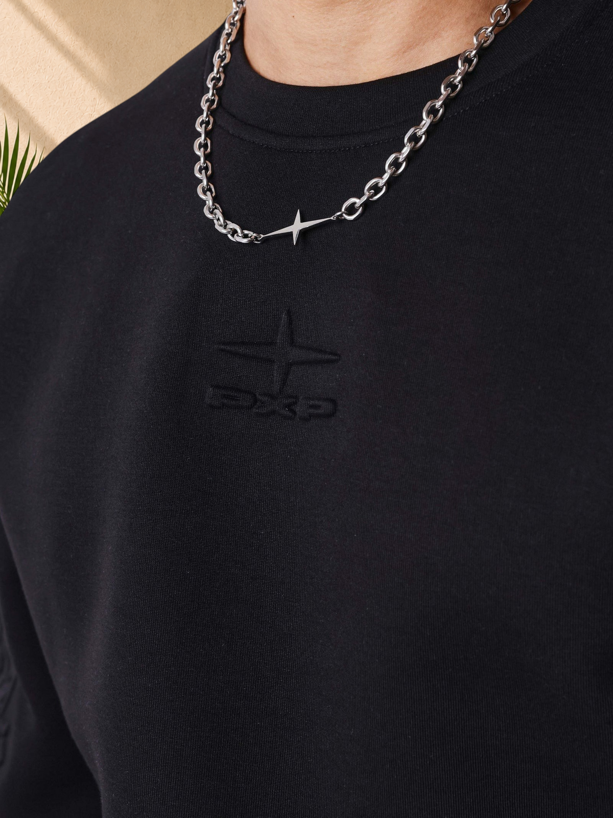 Stayin black regular fit sweatshirt with crew neck and tonal embroidered PXP logo on the chest