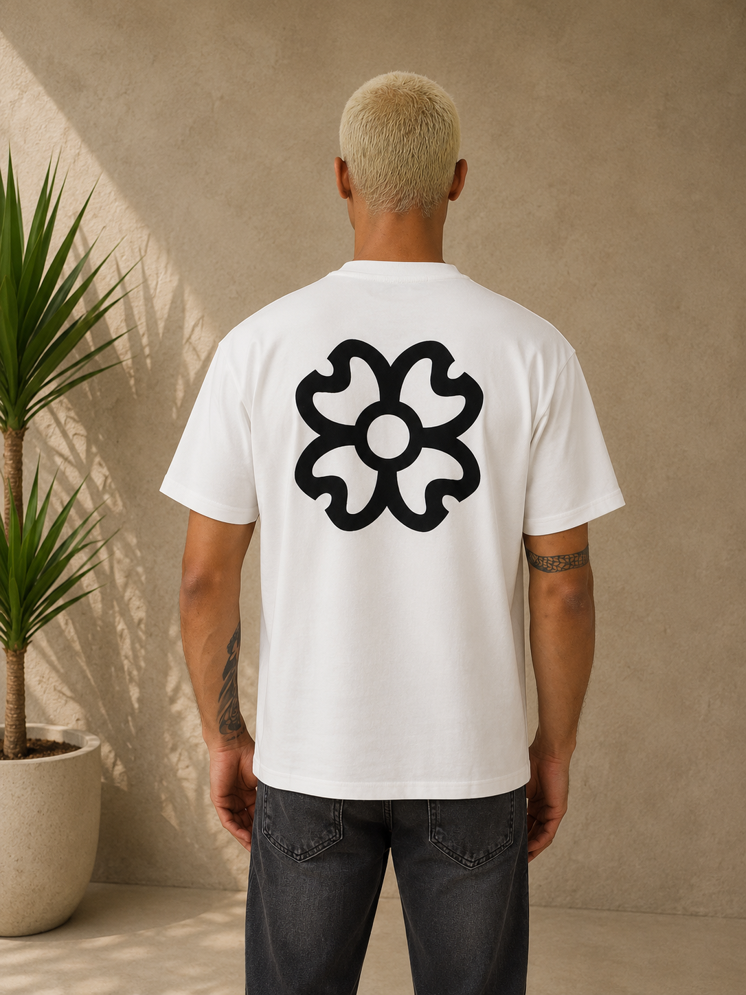 T-Shirt blanc Trèfle noir