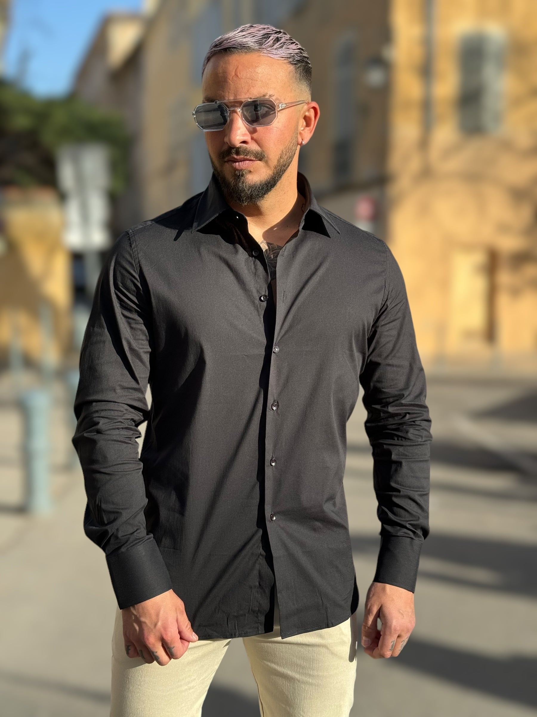 Chemise manche longue noir - Stayin