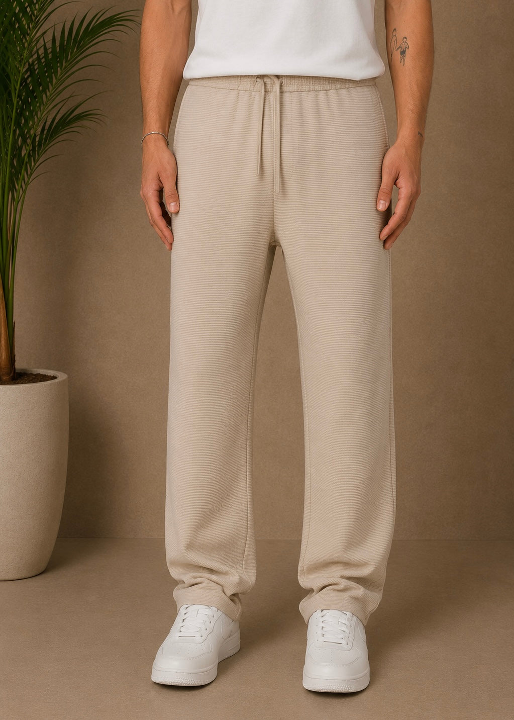 Pantalon texturé beige
