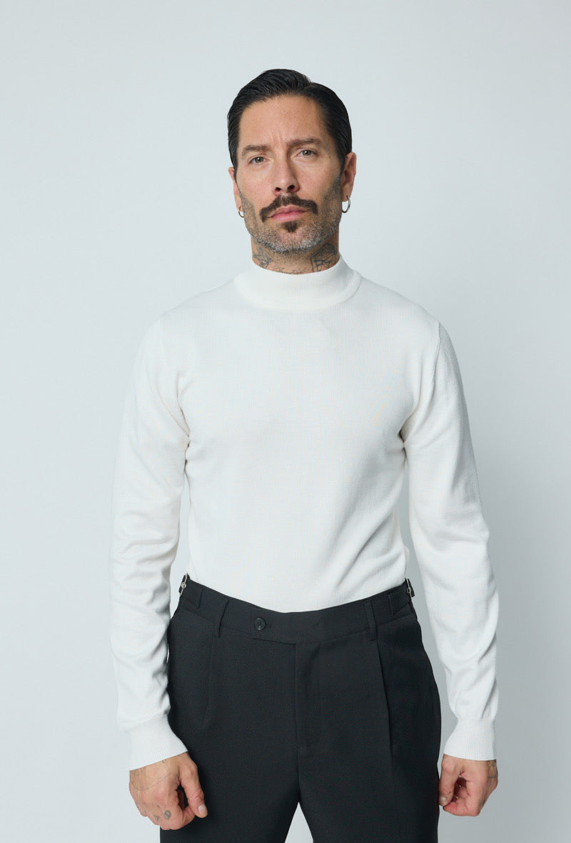 Pull Col montant blanc
