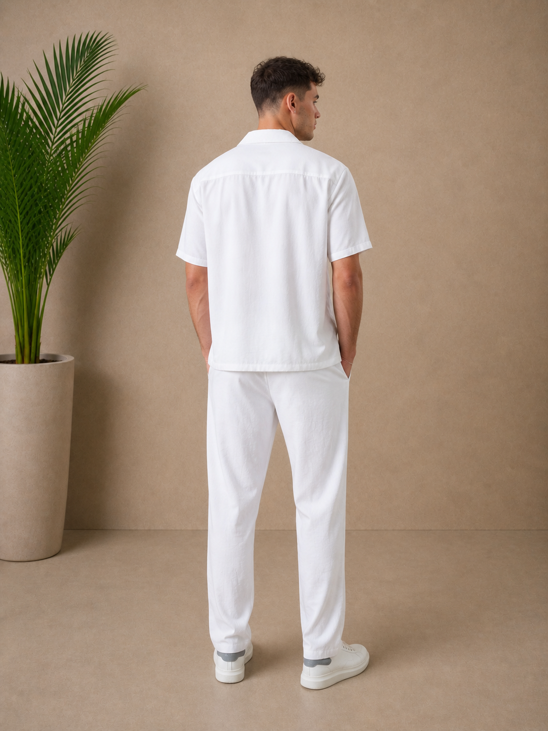 Ensemble lisse blanc pantalon et chemise