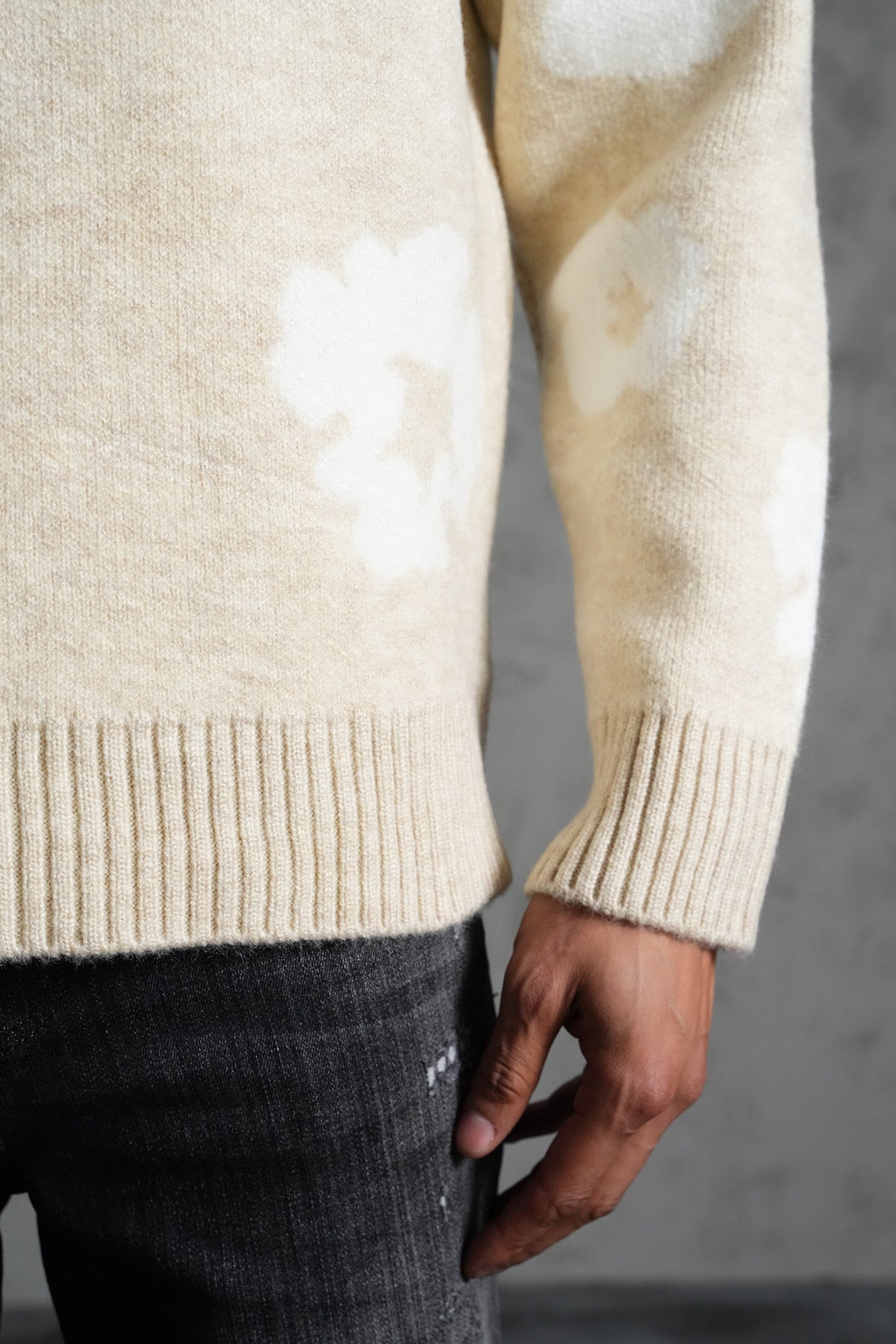 Pull maille Tears beige