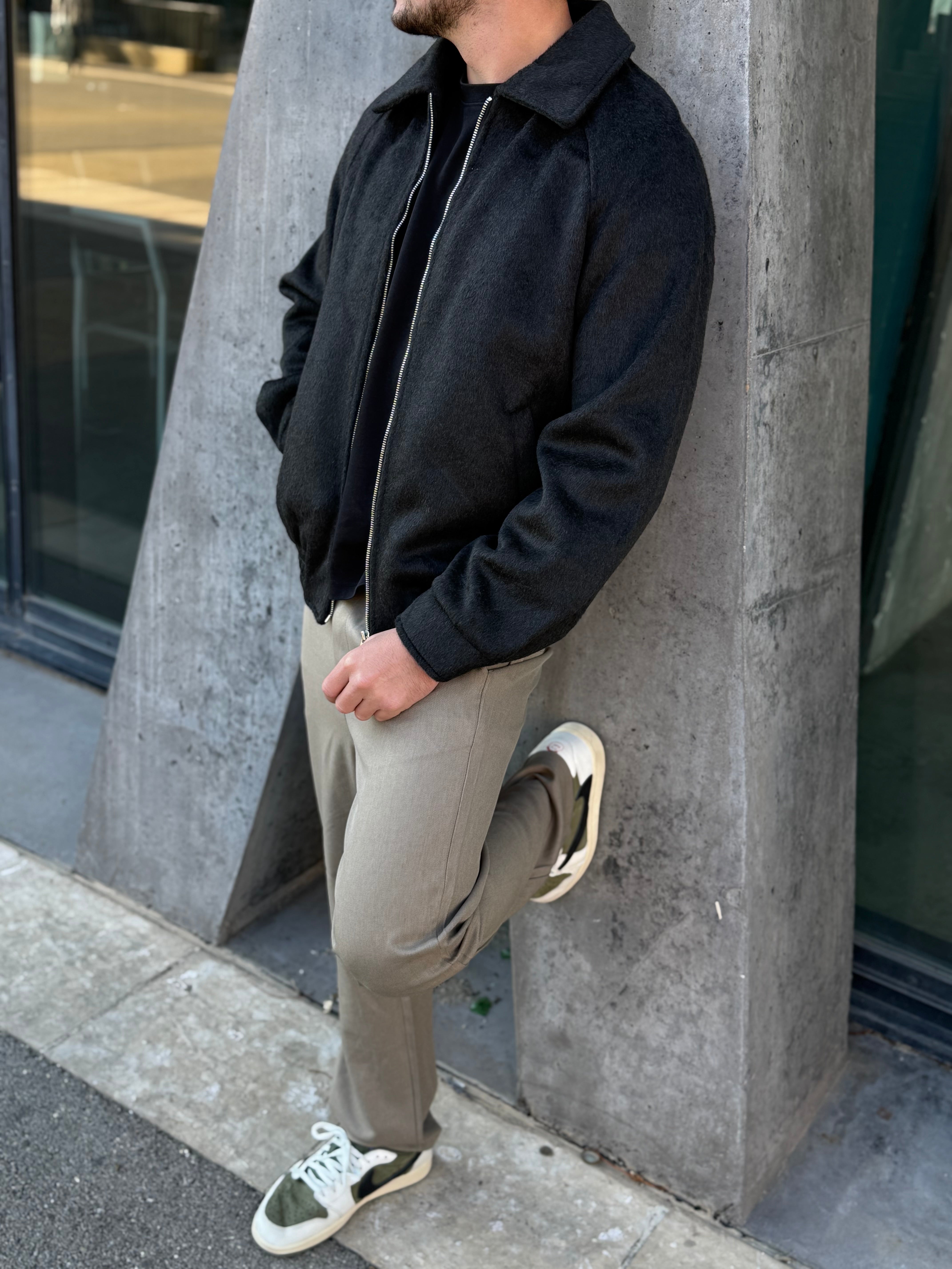 Veste zipée noir en laine