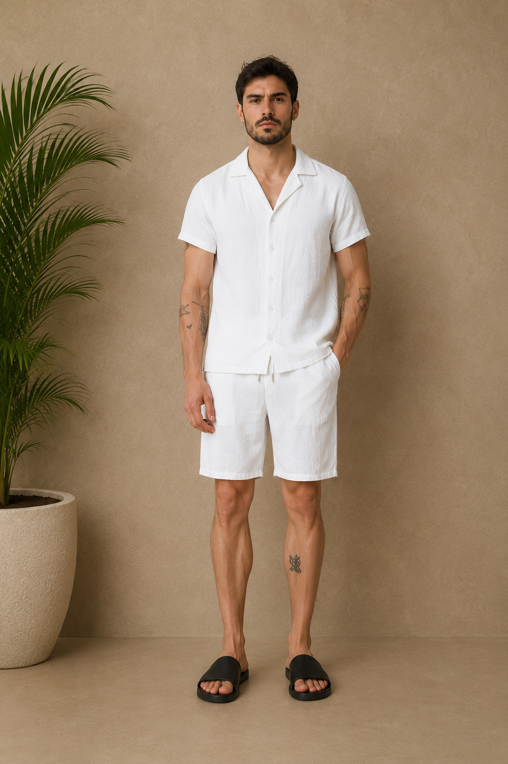 Ensemble Ibiza short chemise blanc