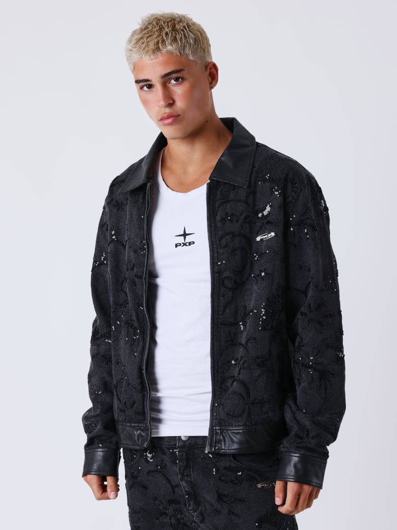 PXP - Veste en jean bling diamant grise