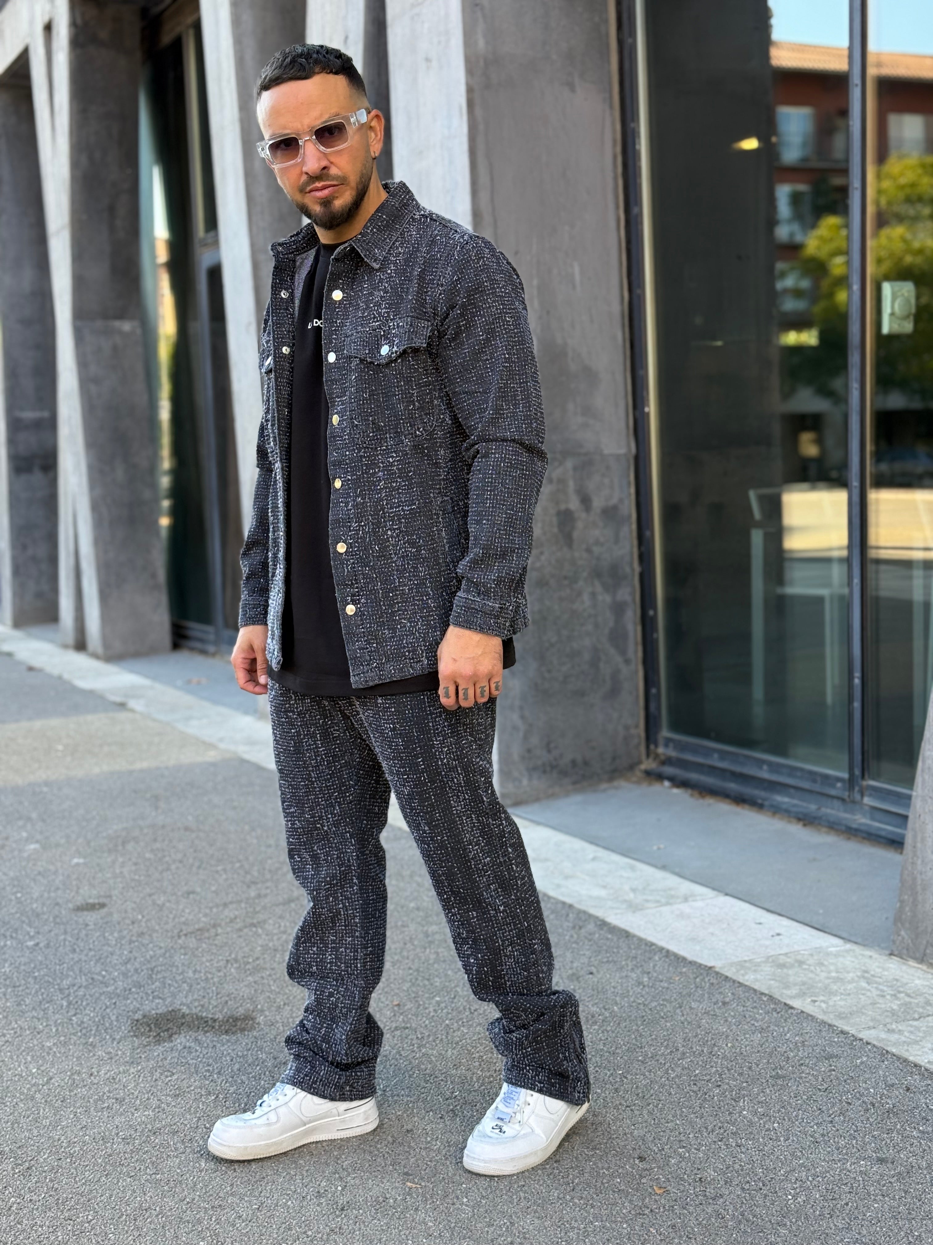 Ensemble gris Jean flare + Veste