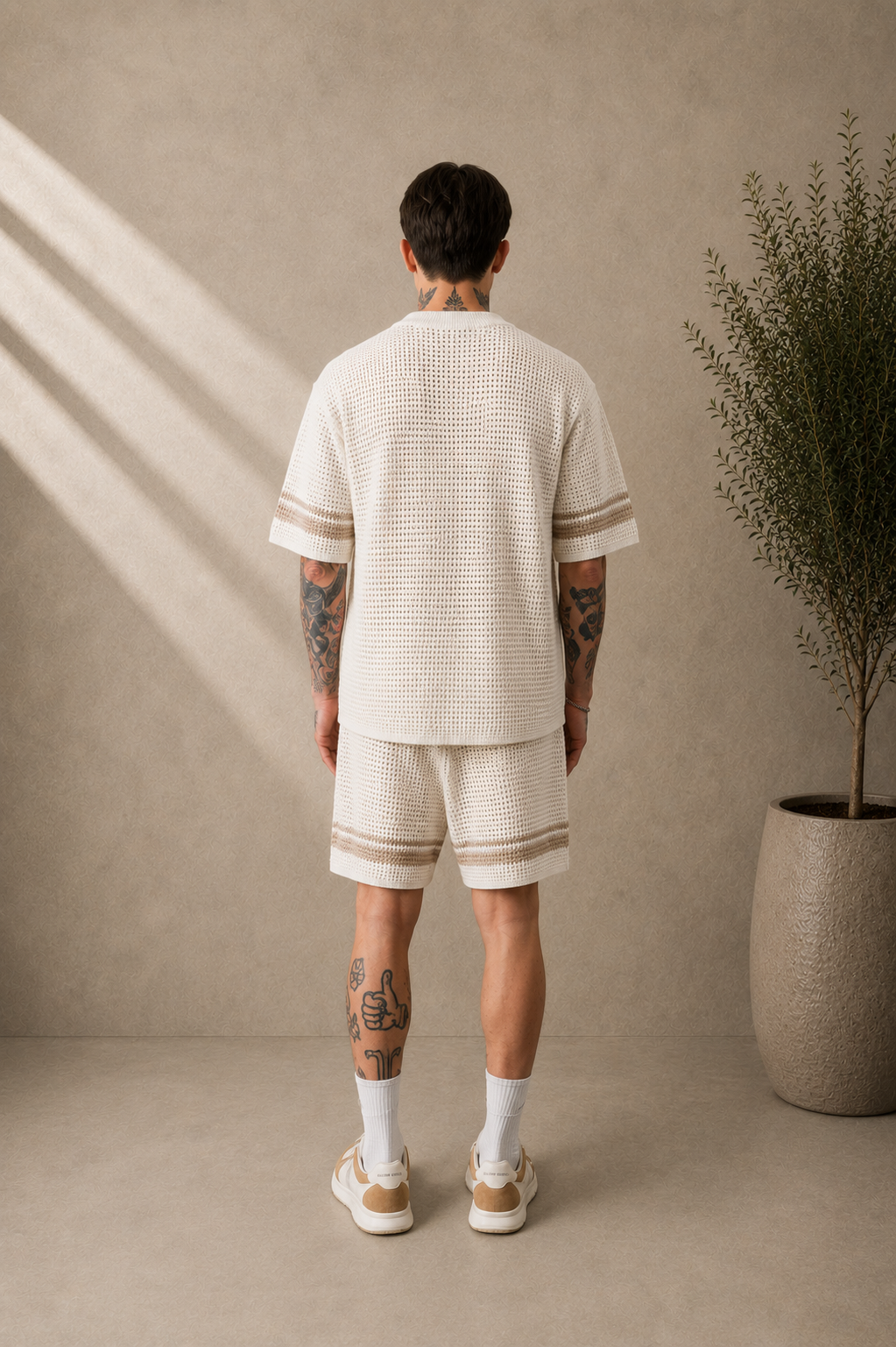 Ensemble short t-shirt maille blanc