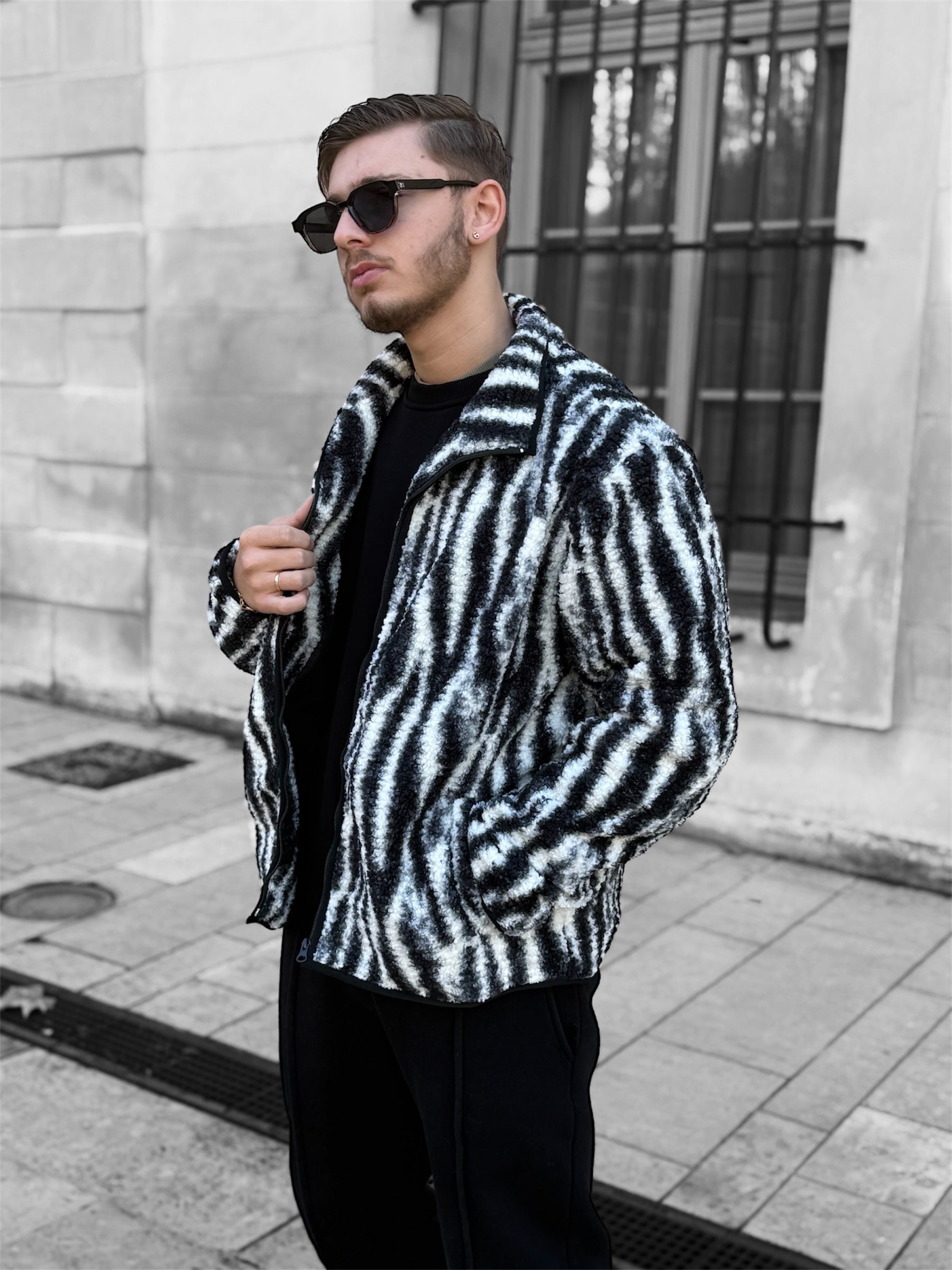 Veste laine zébrée