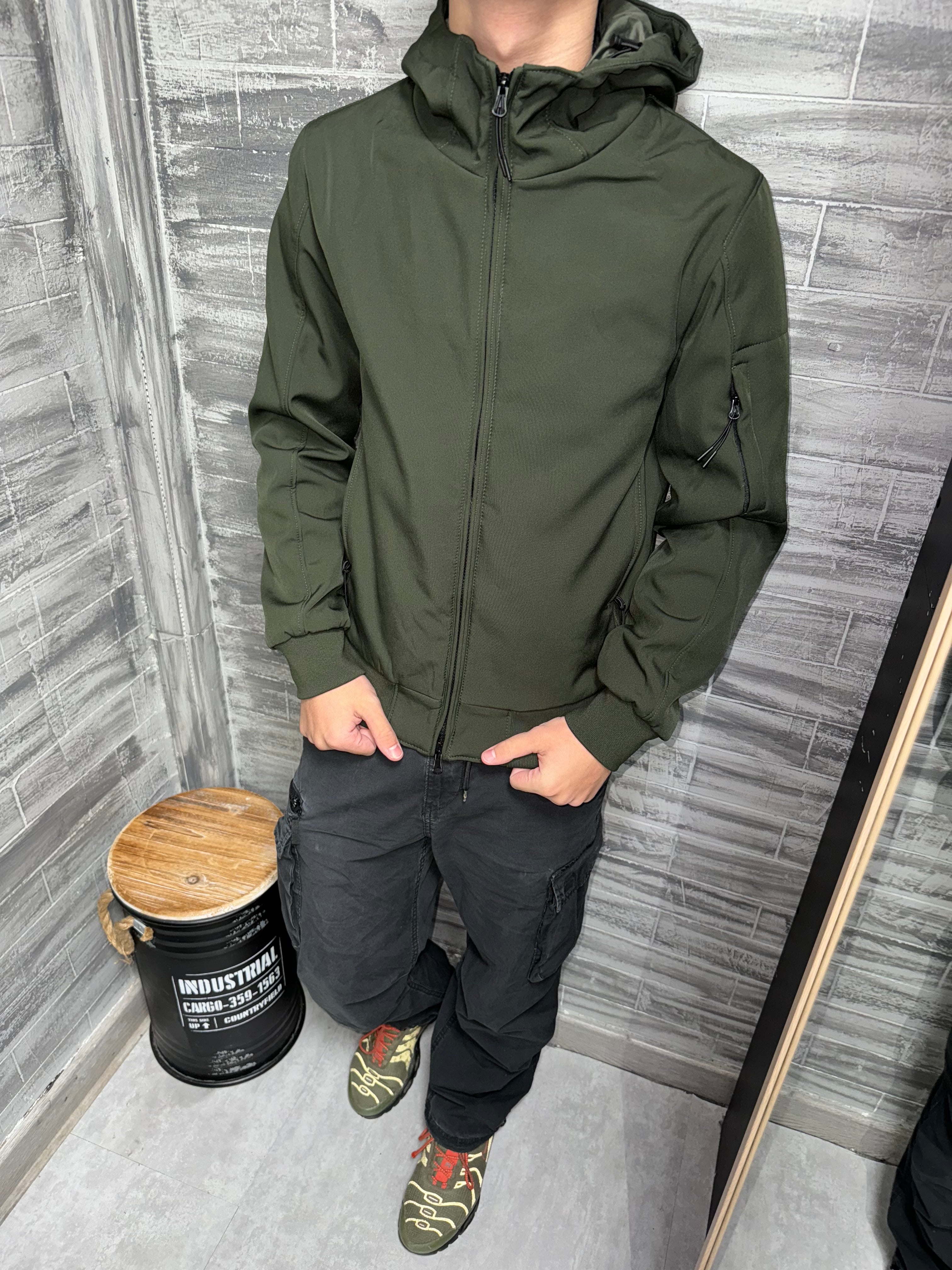 Black hooded jacket