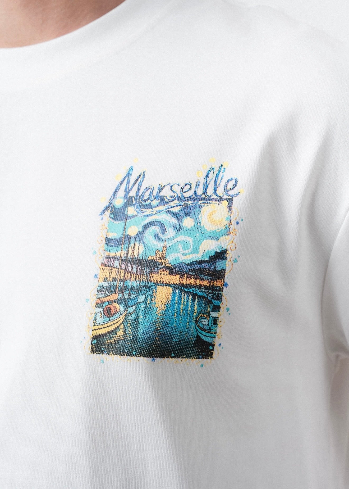 T-shirt tableau Marseille blanc