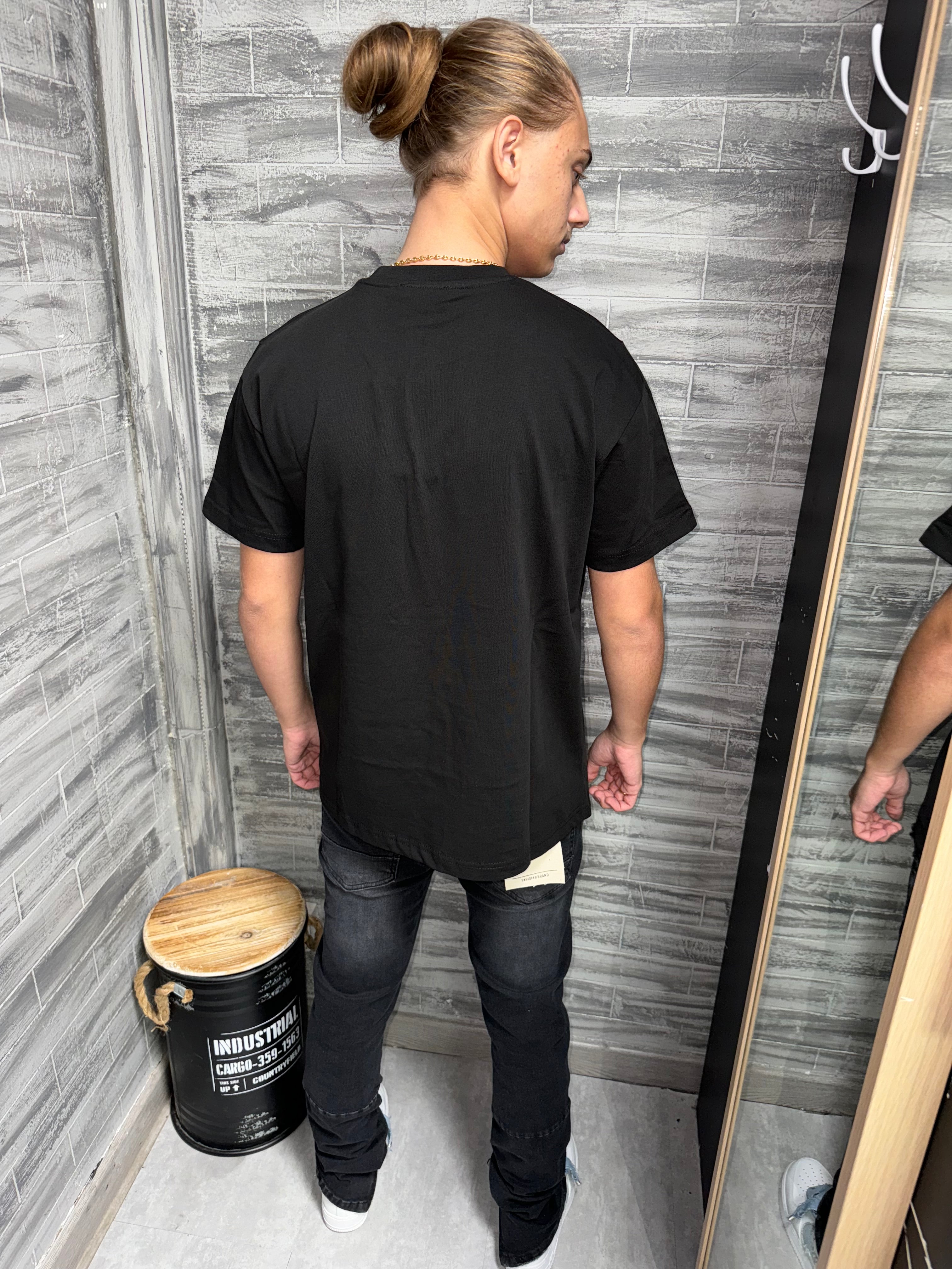 ADJ - T-shirt noir coeur beige
