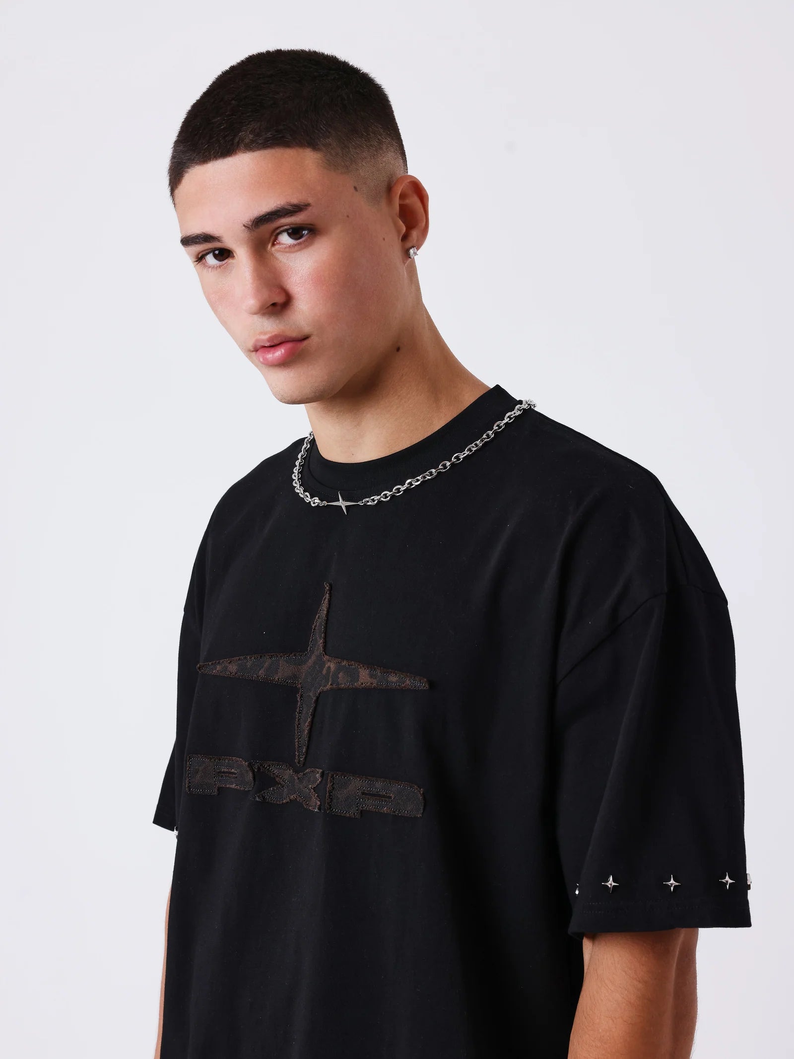 PXP - T-shirt noir léopard