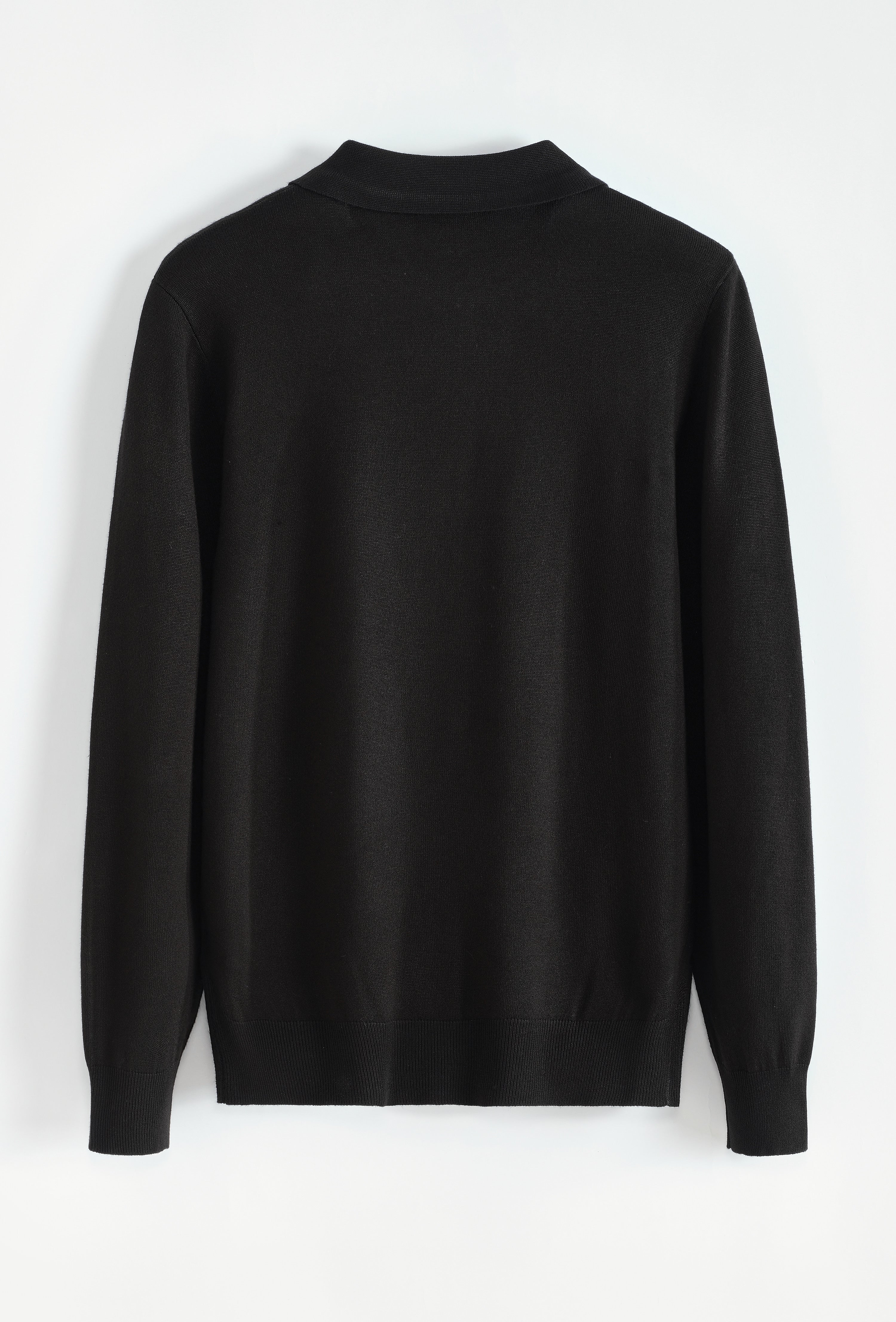 Pull polo manche longue noir