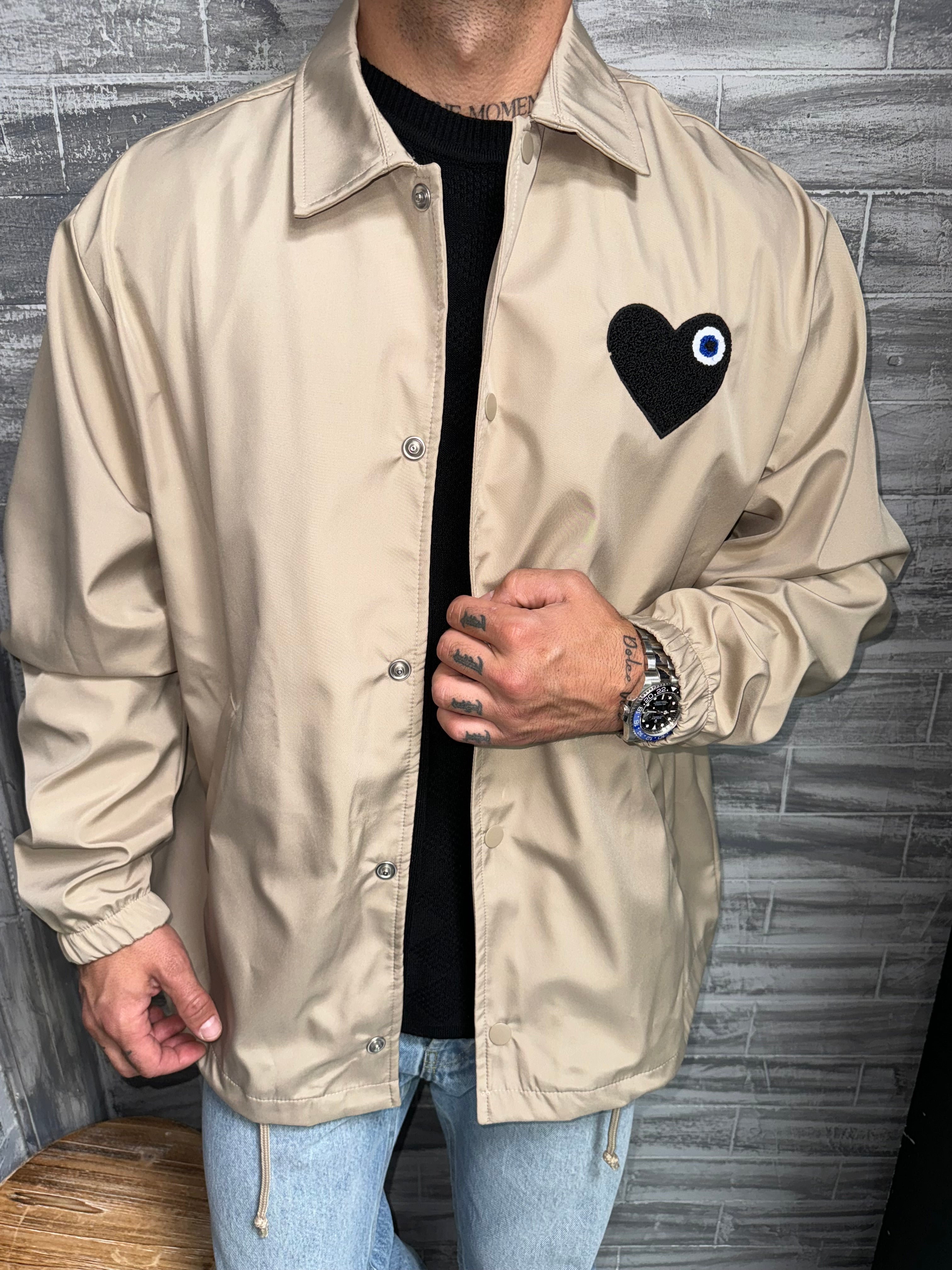 Beige Jacket Black Heart
