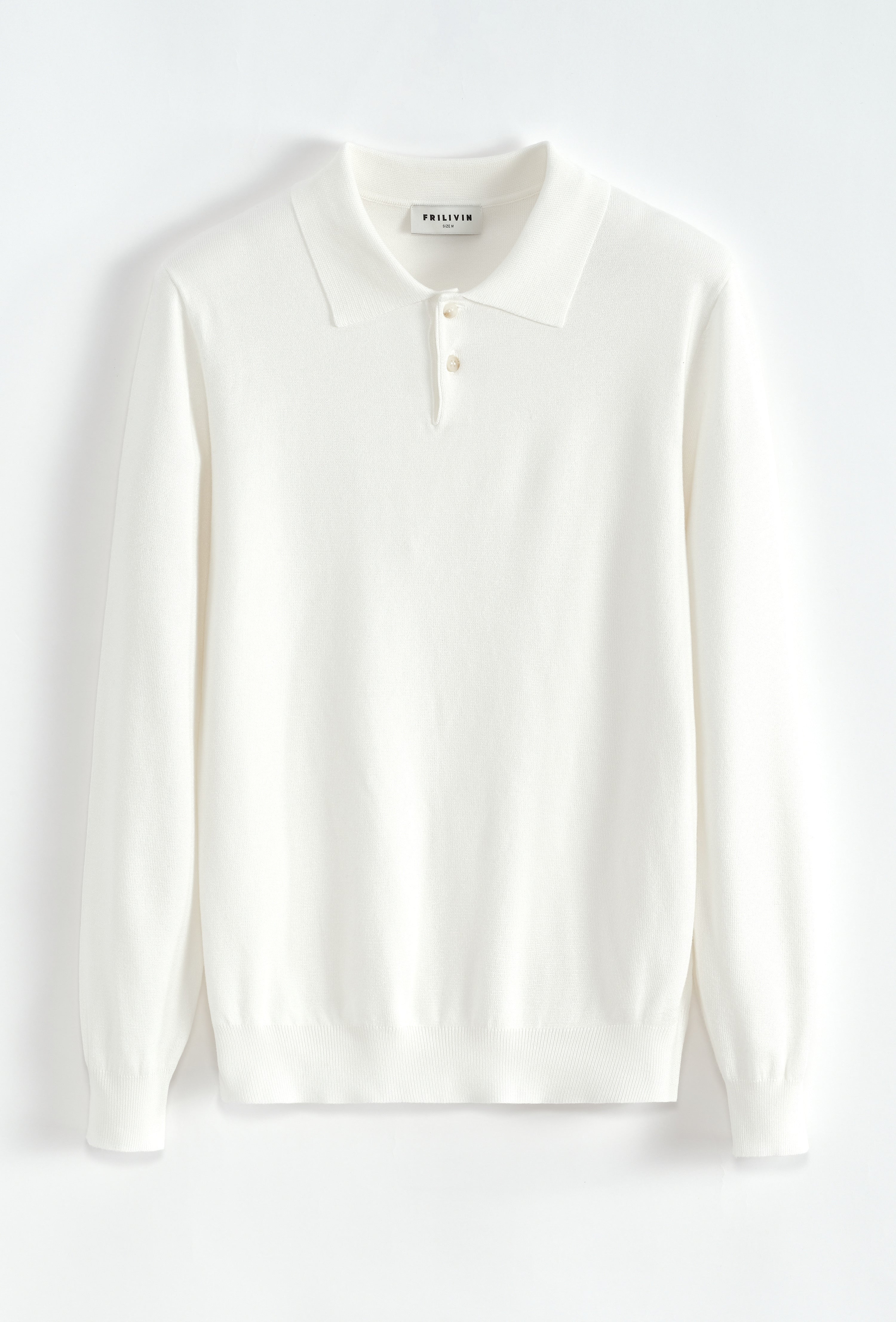 Pull polo manche longue blanc