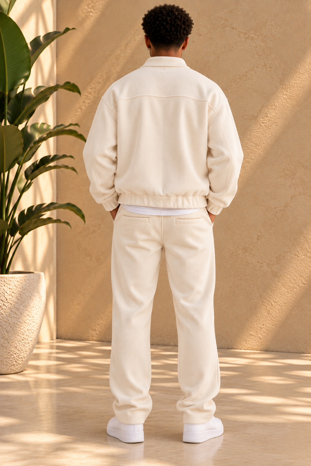 Ensemble velvet crème velours côtelé