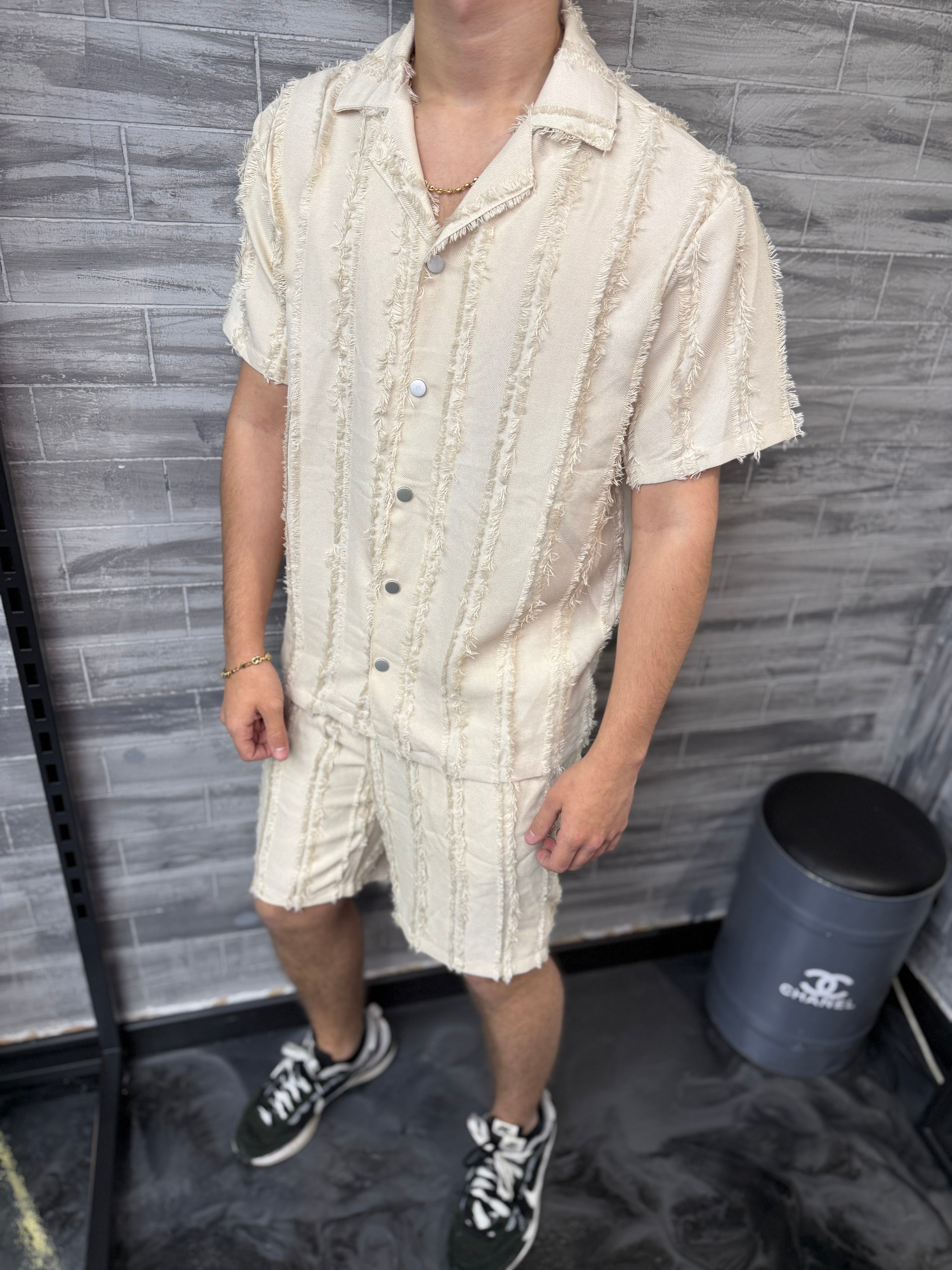 Ensemble Lisbone short + chemise beige