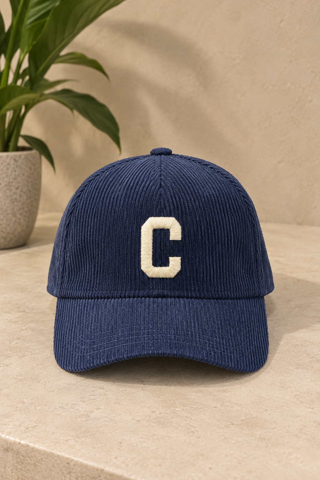 Casquette C velours bleu