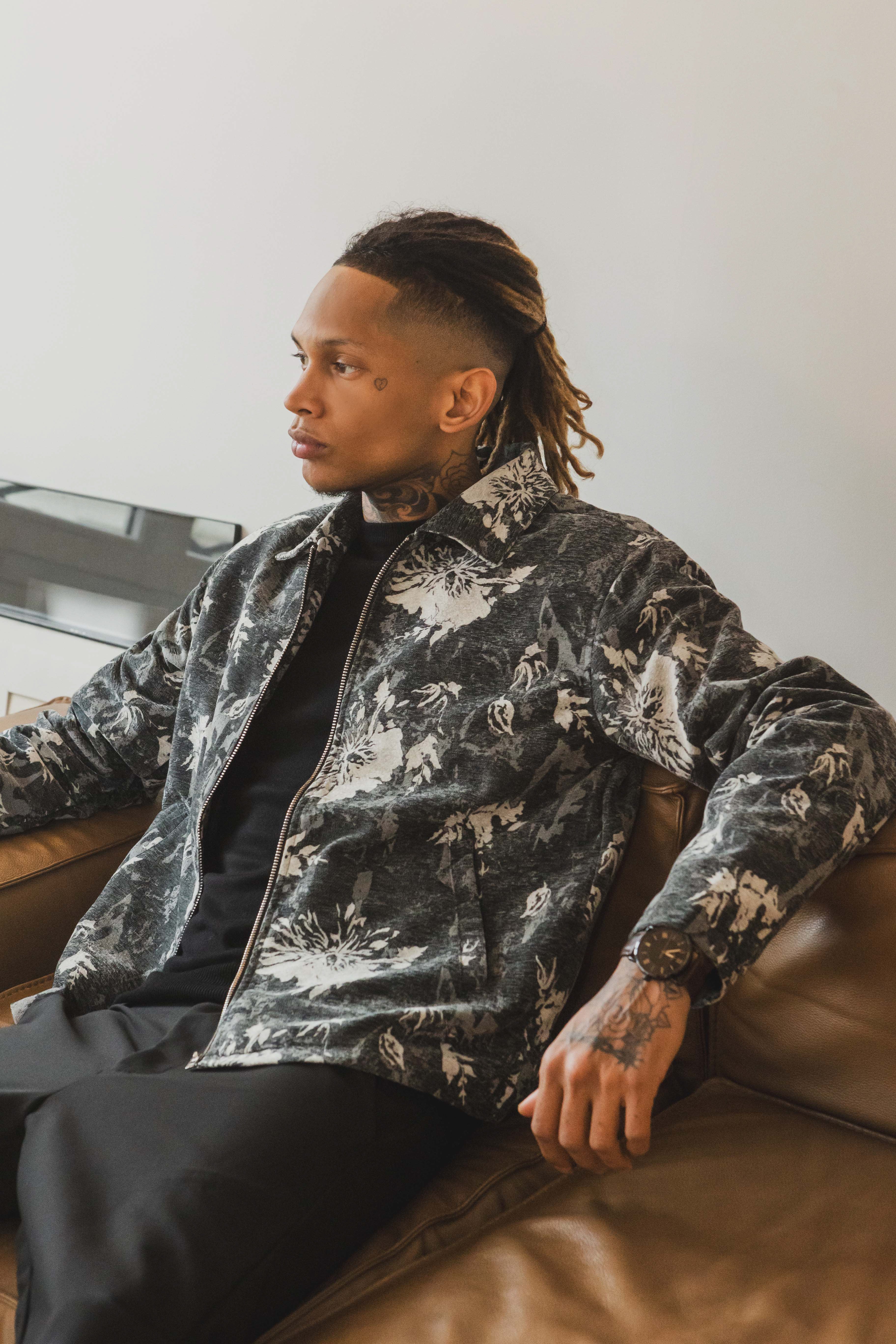 Veste motifs gris Flower