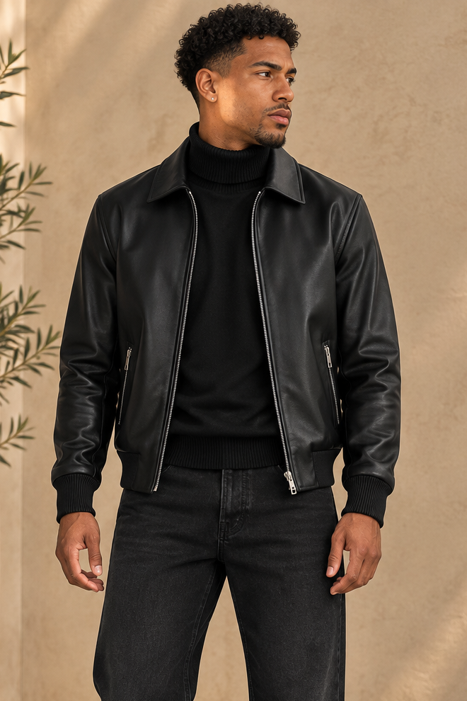 Veste similicuir noire
